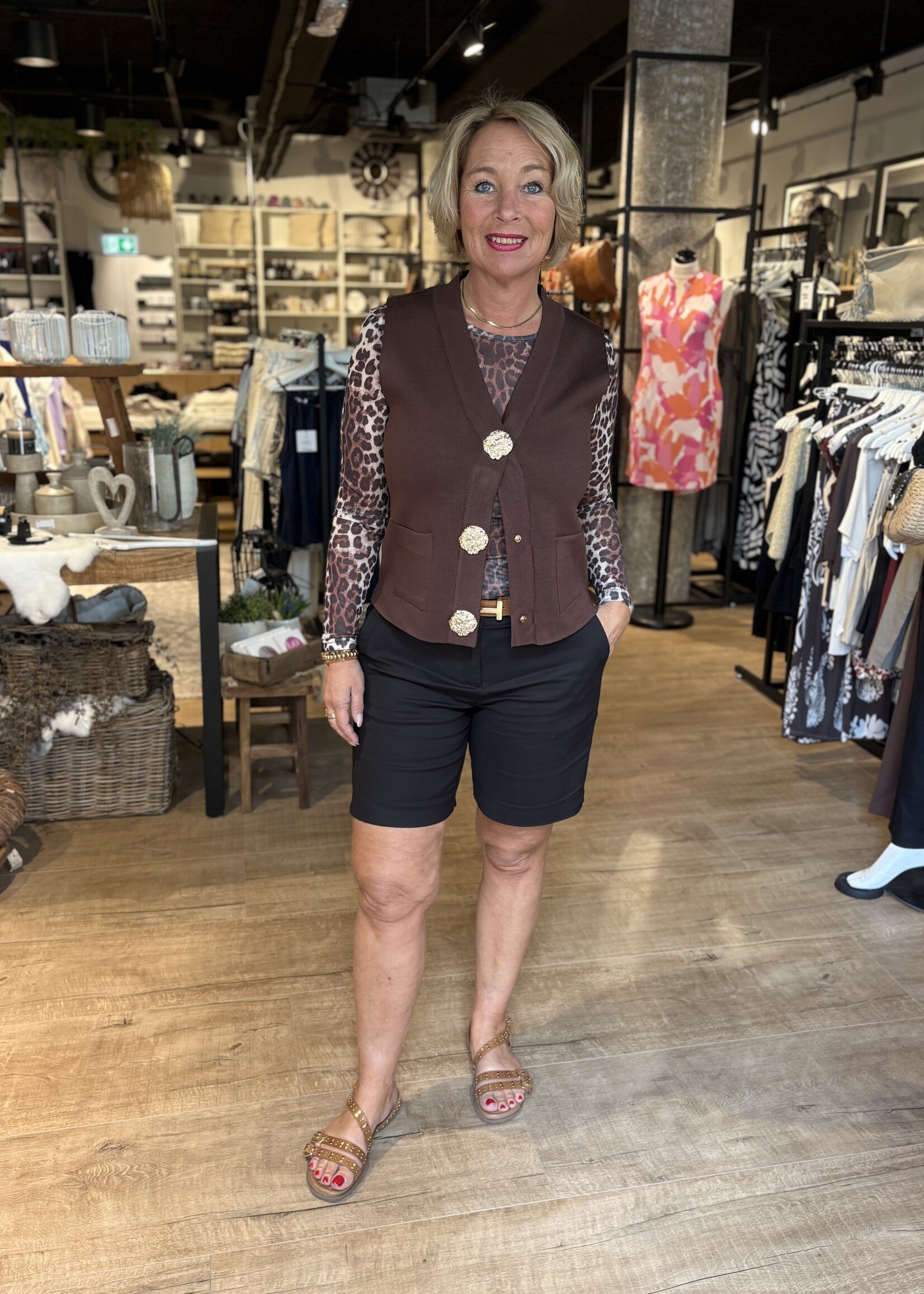 Gilet Knitwear byClara Goud - Bruin