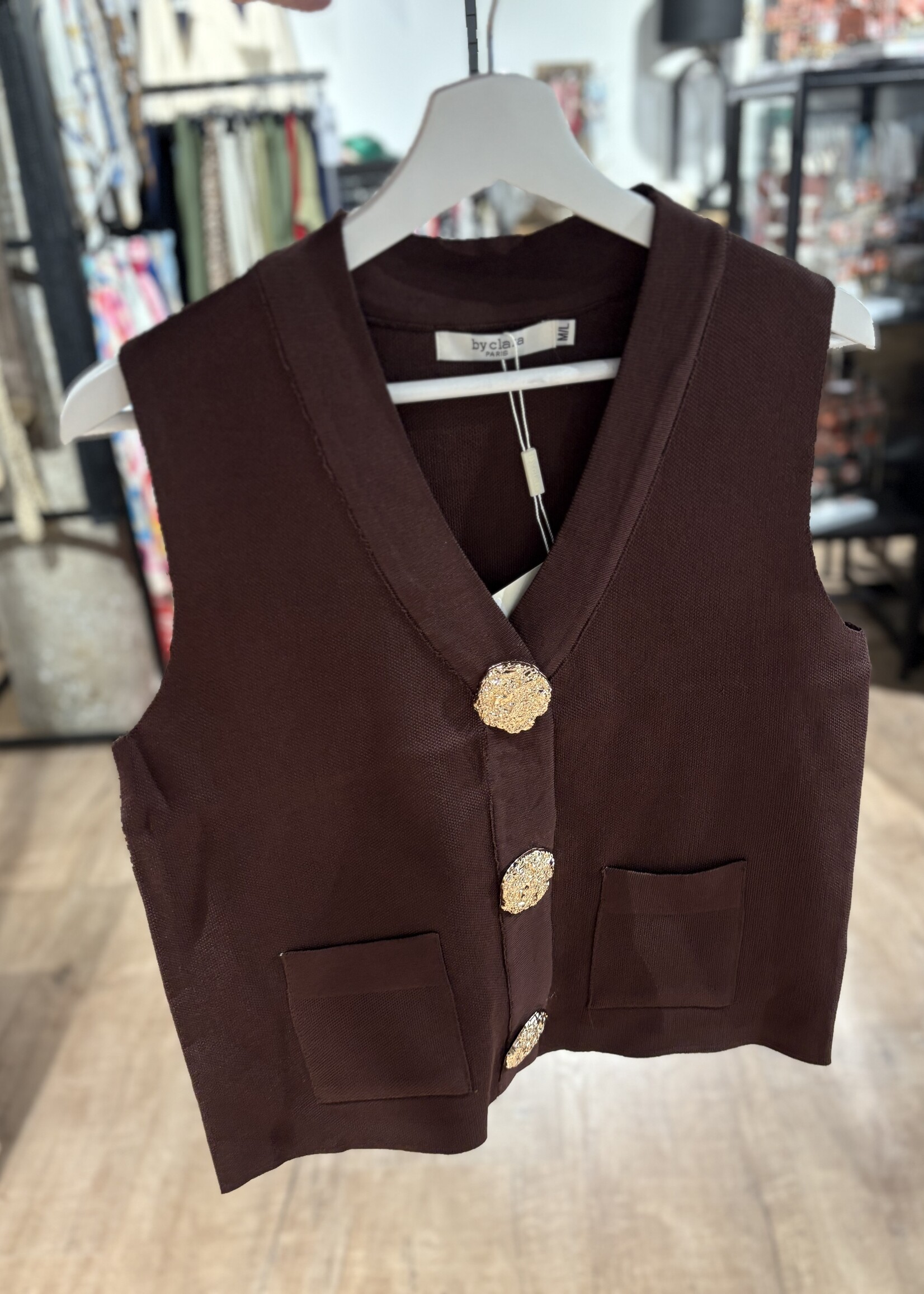 Gilet Knitwear byClara Goud - Bruin