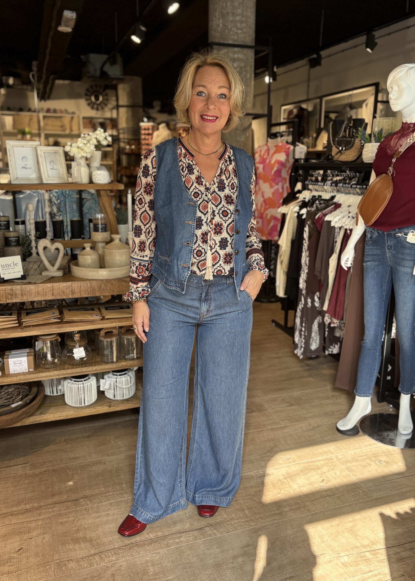 Freequent Wide Leg Pant Milo Denim - Medium Blue