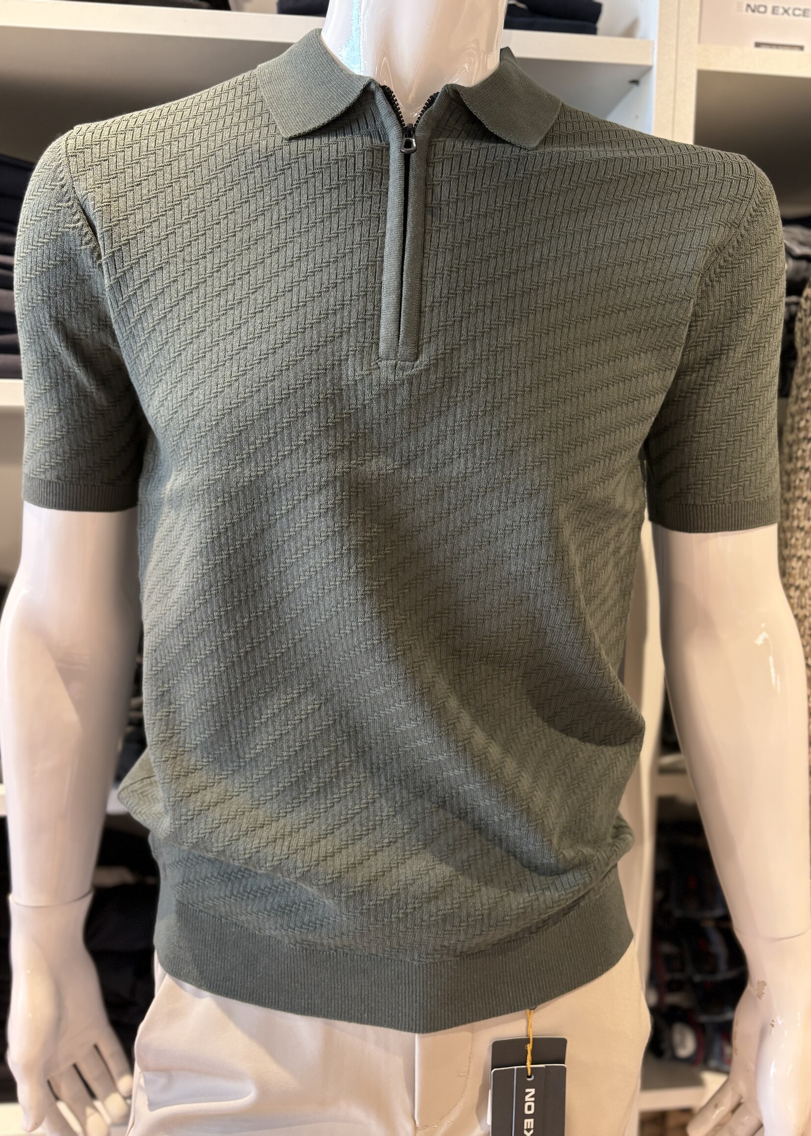 No Excess Polo Zip Jacquard - Dark Green