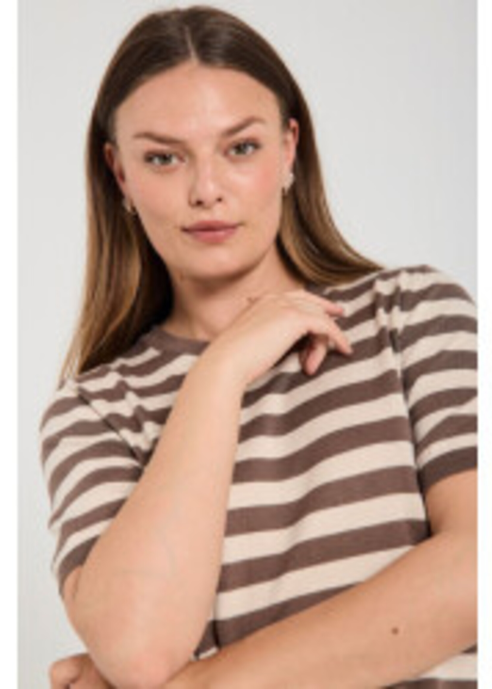 Freequent Knitwear Shirt Joel Stripe - Morel Moonbeam