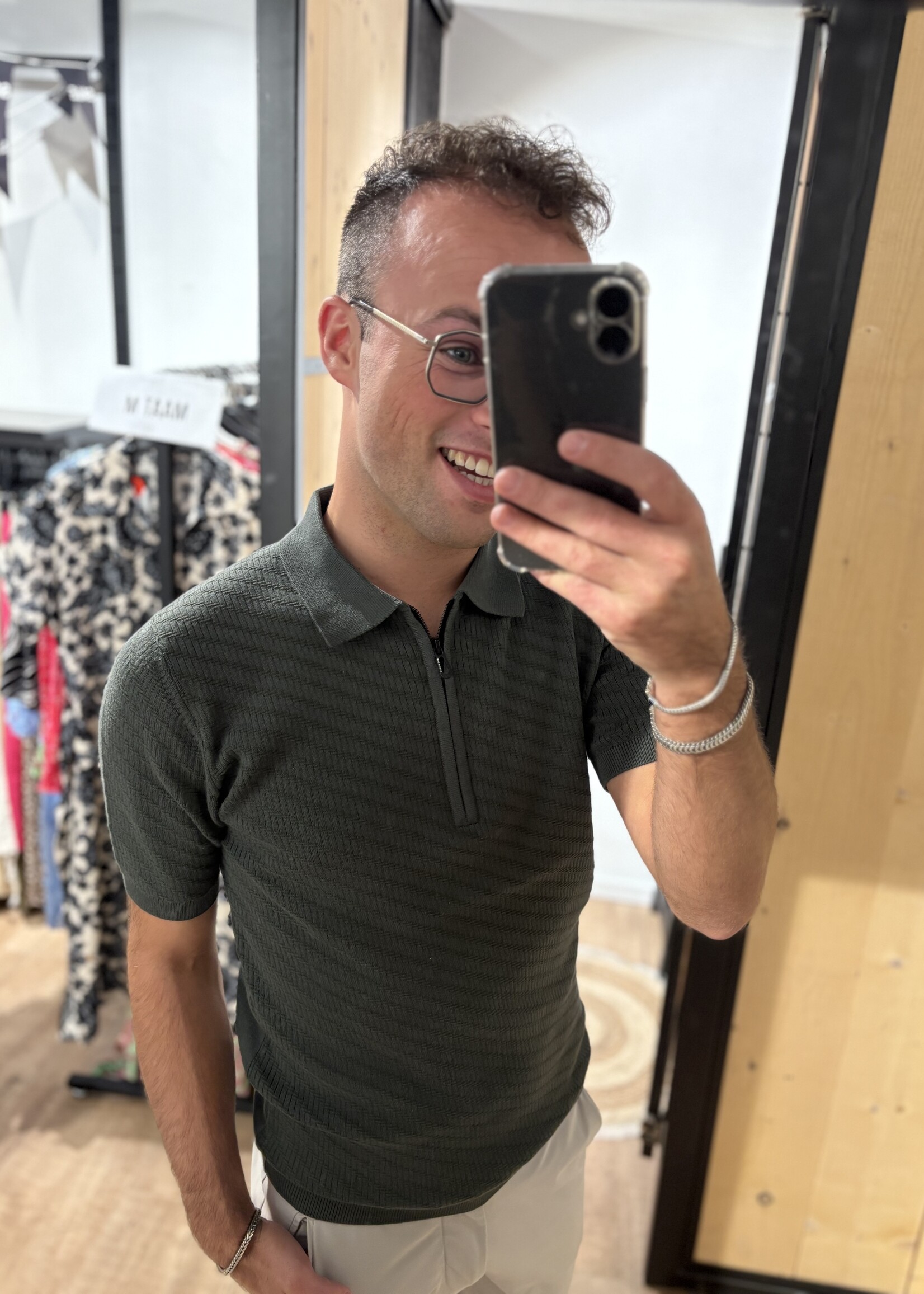 No Excess Polo Zip Jacquard - Dark Green