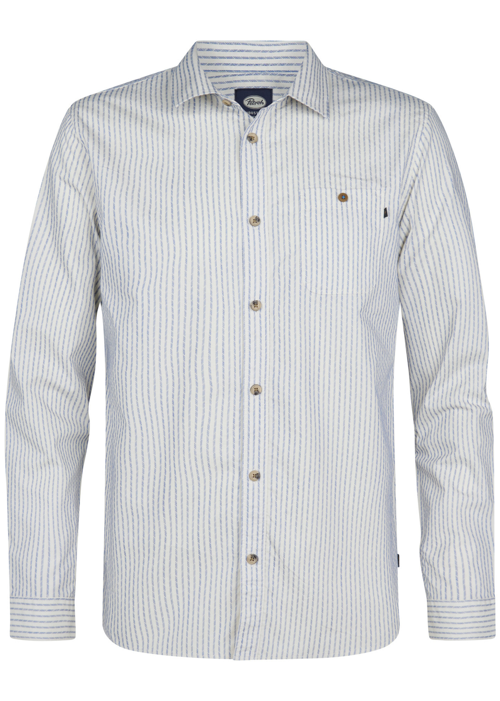 Petrol Industries Overhemd Streep Blauw - Offwhite
