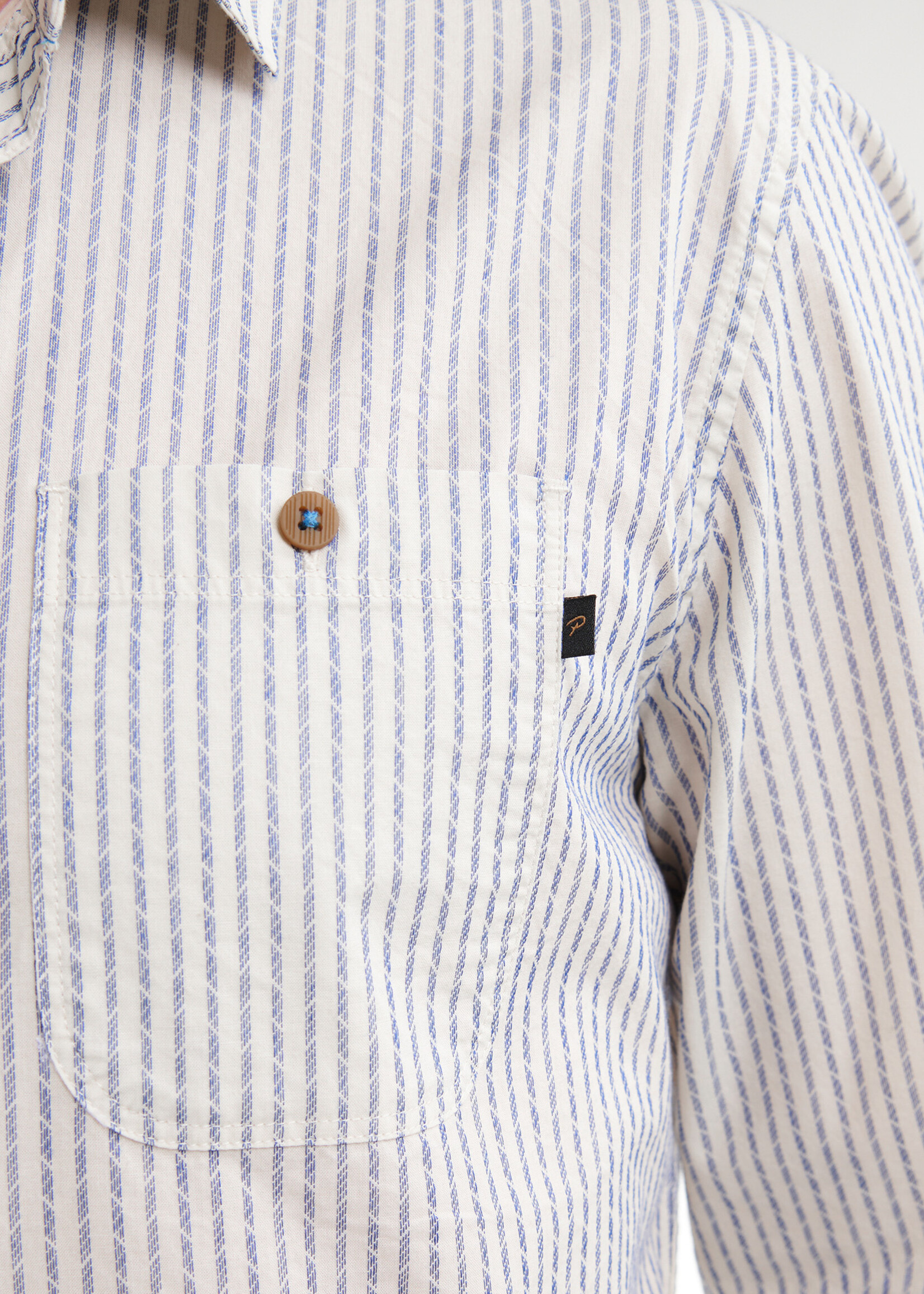Petrol Industries Overhemd Streep Blauw - Offwhite
