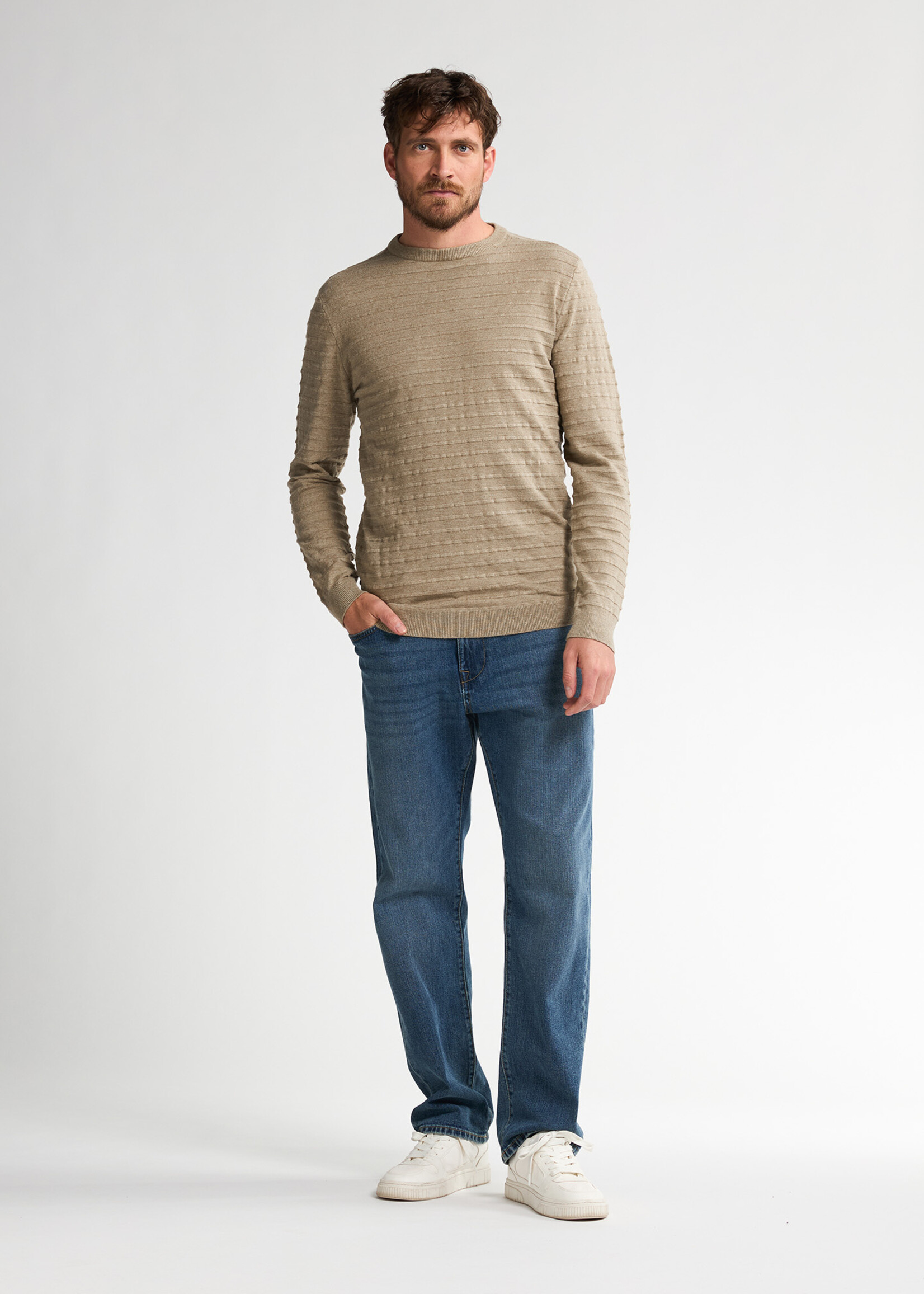 Petrol Industries Knitwear Round Neck Stripe - Tan