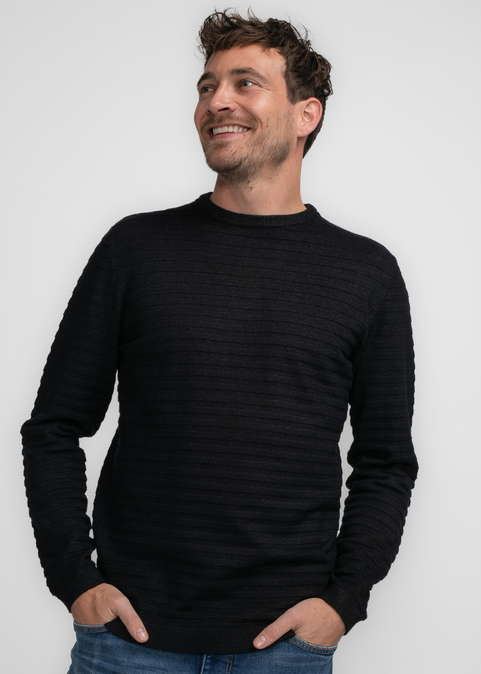 Petrol Industries Knitwear Round Neck Stripe - Deep Black