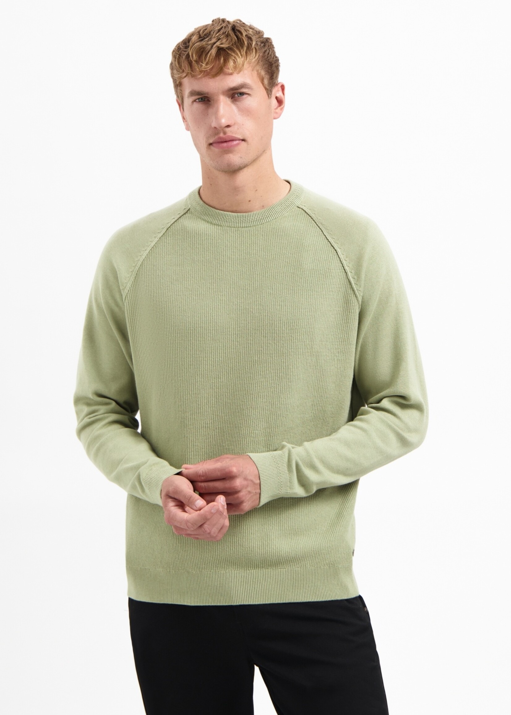 No Excess Pullover Solid Waffle Knit - Light Moss
