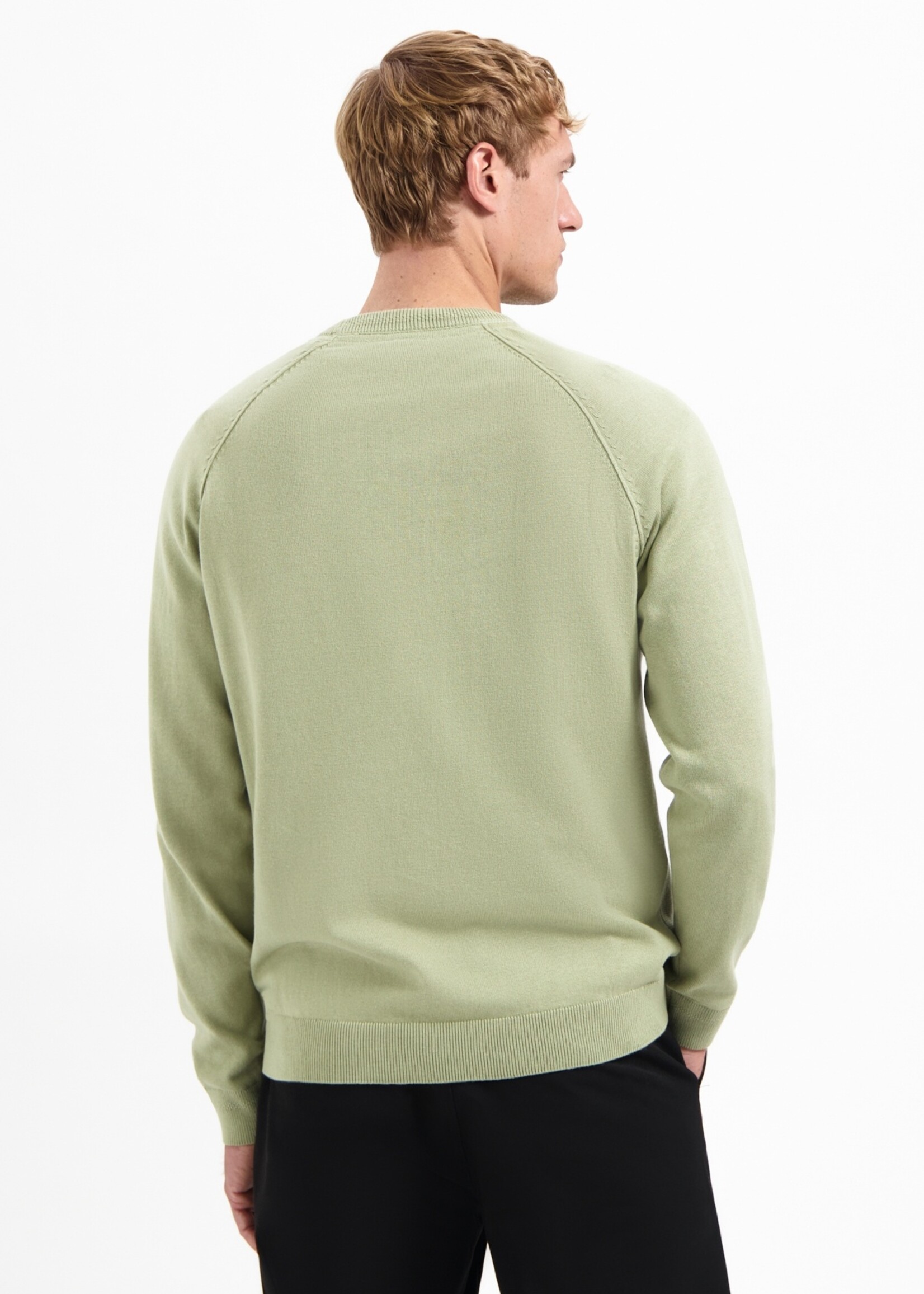 No Excess Pullover Solid Waffle Knit - Light Moss
