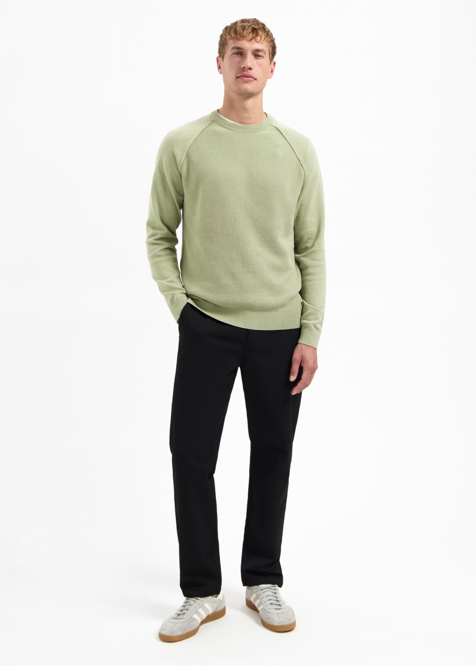 No Excess Pullover Solid Waffle Knit - Light Moss