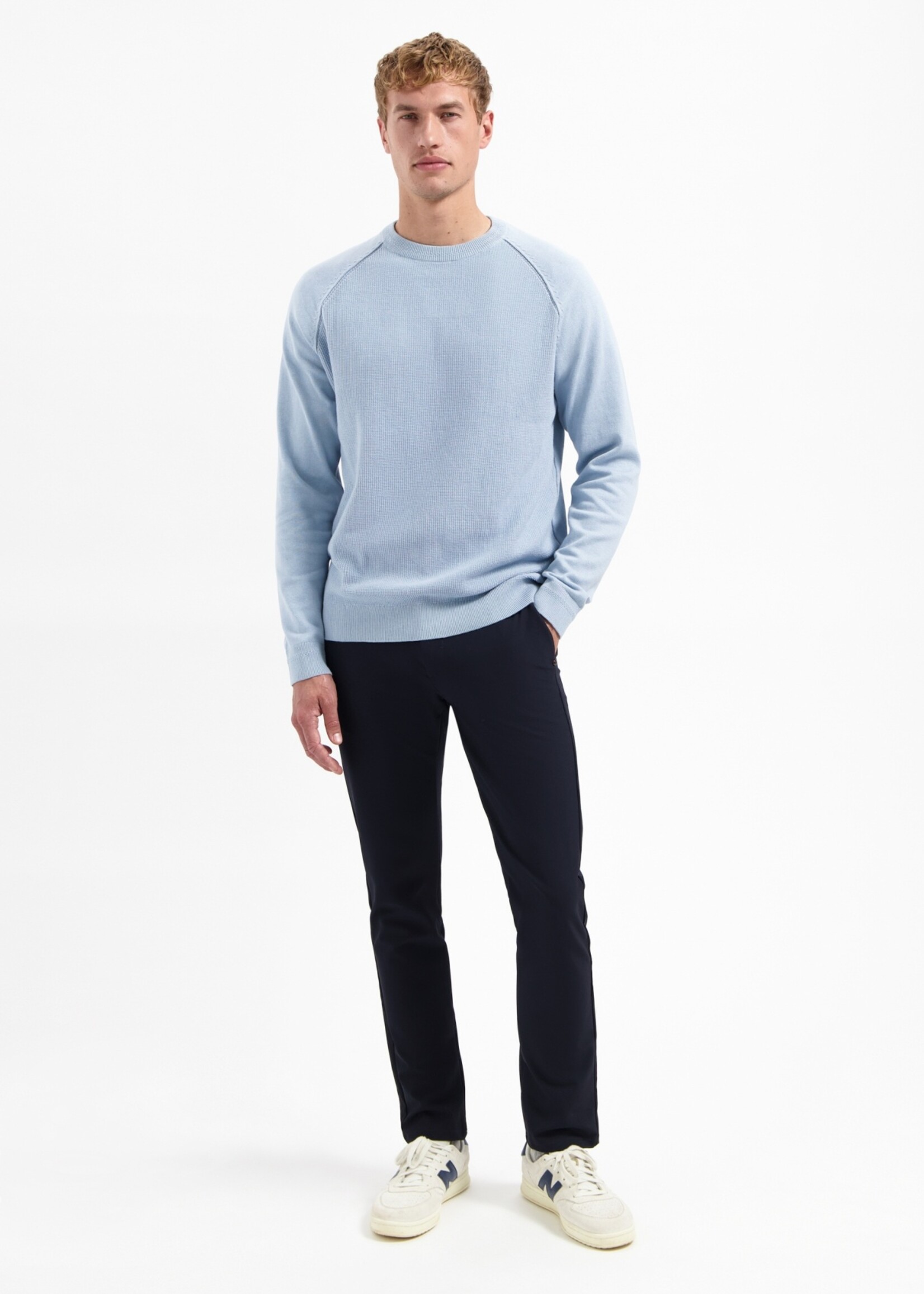 No Excess Pullover Solid Waffle Knit - Dusty Blue