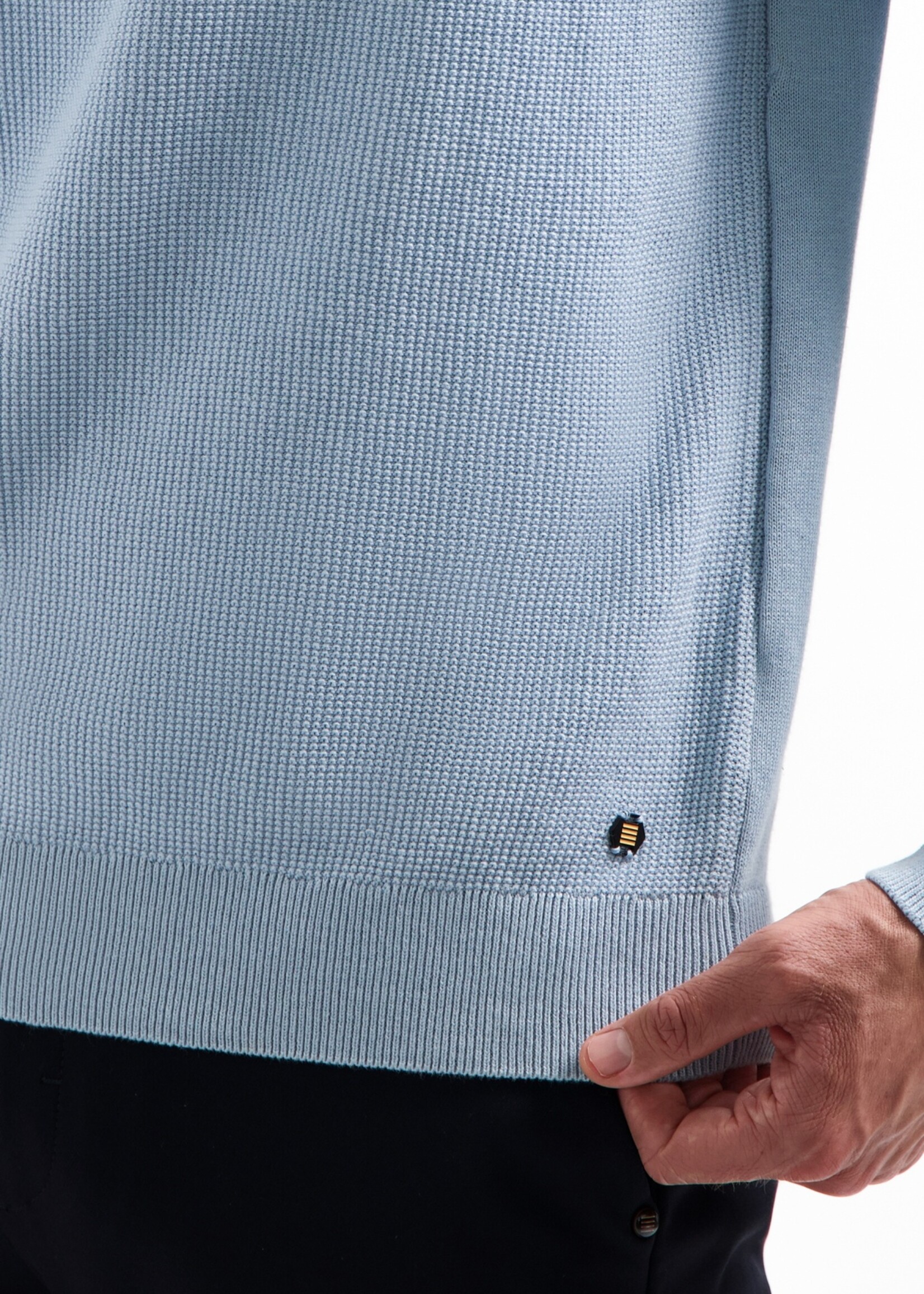 No Excess Pullover Solid Waffle Knit - Dusty Blue