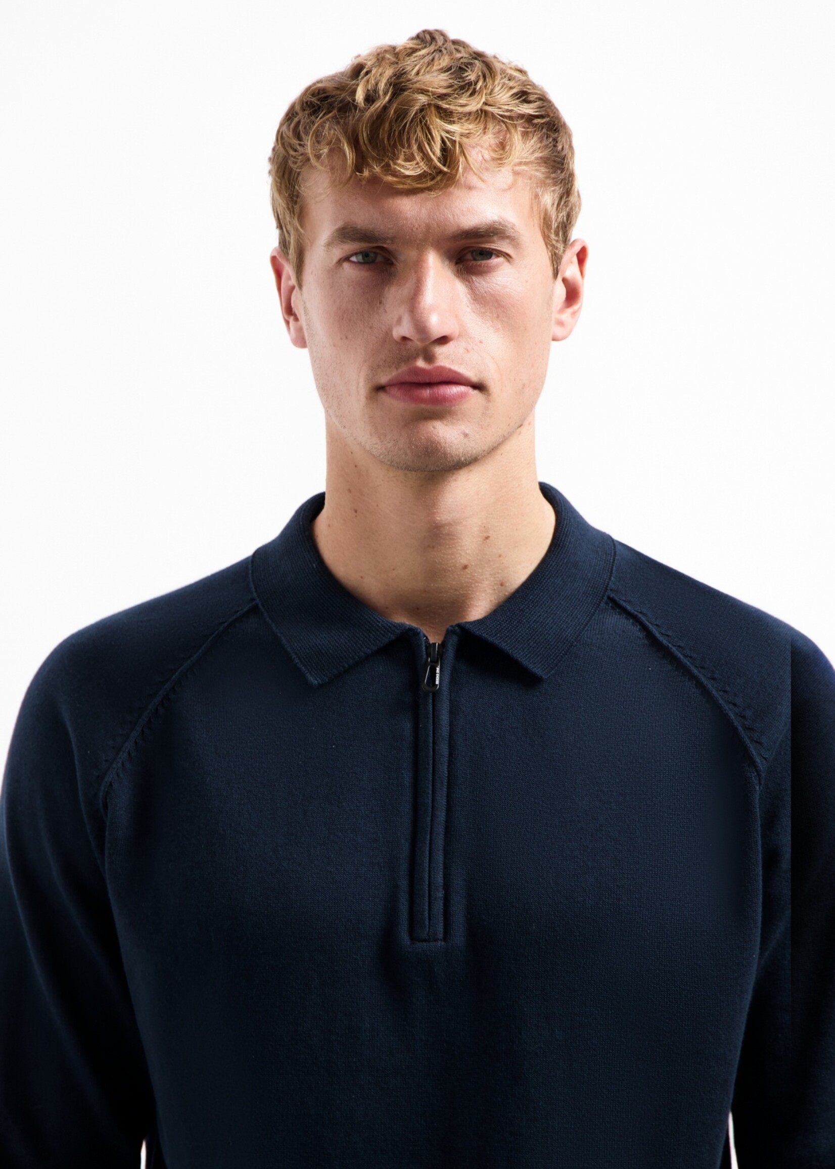 No Excess Knitwear Polo Half Zip - Night
