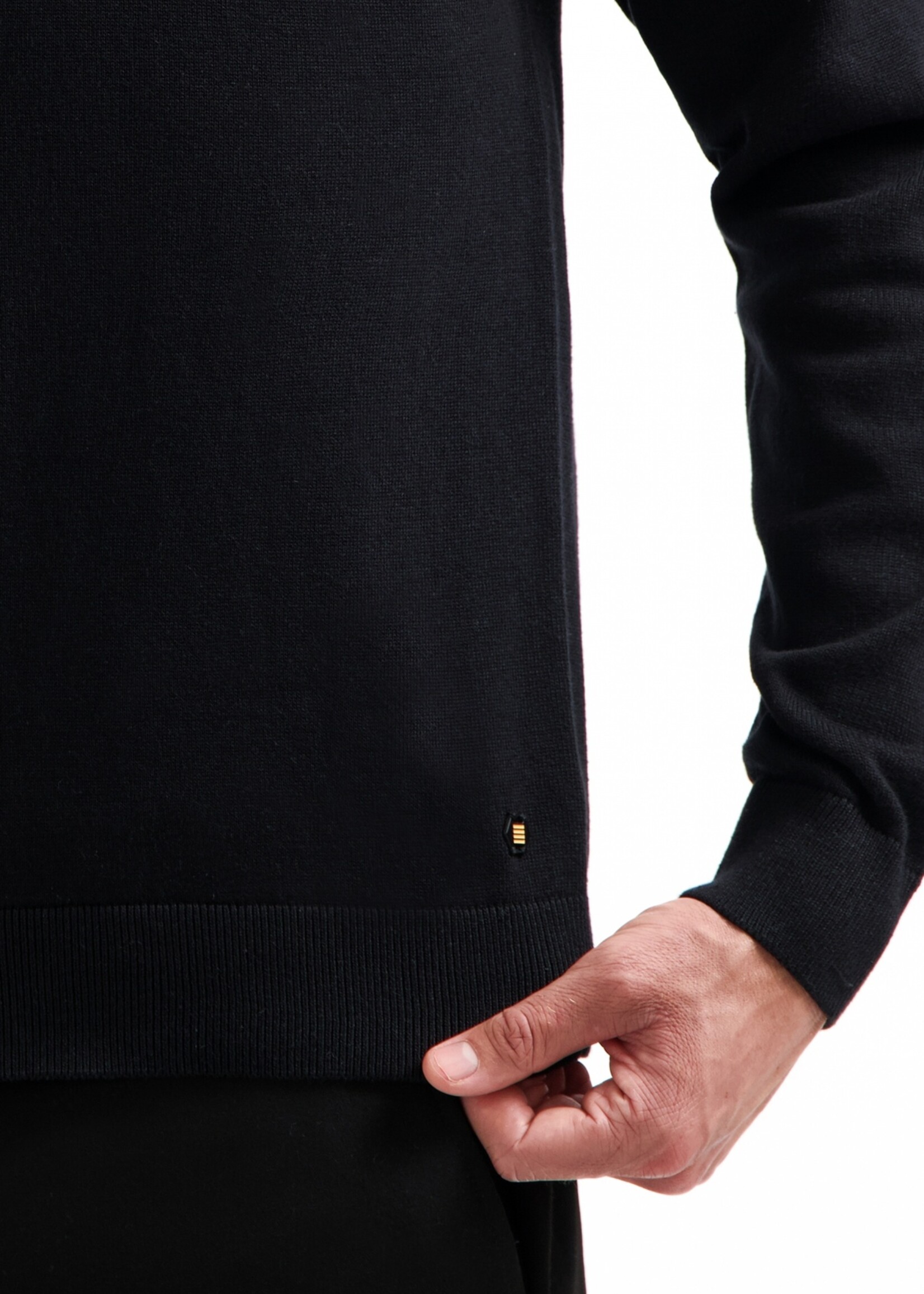 No Excess Knitwear Polo Half Zip - Black