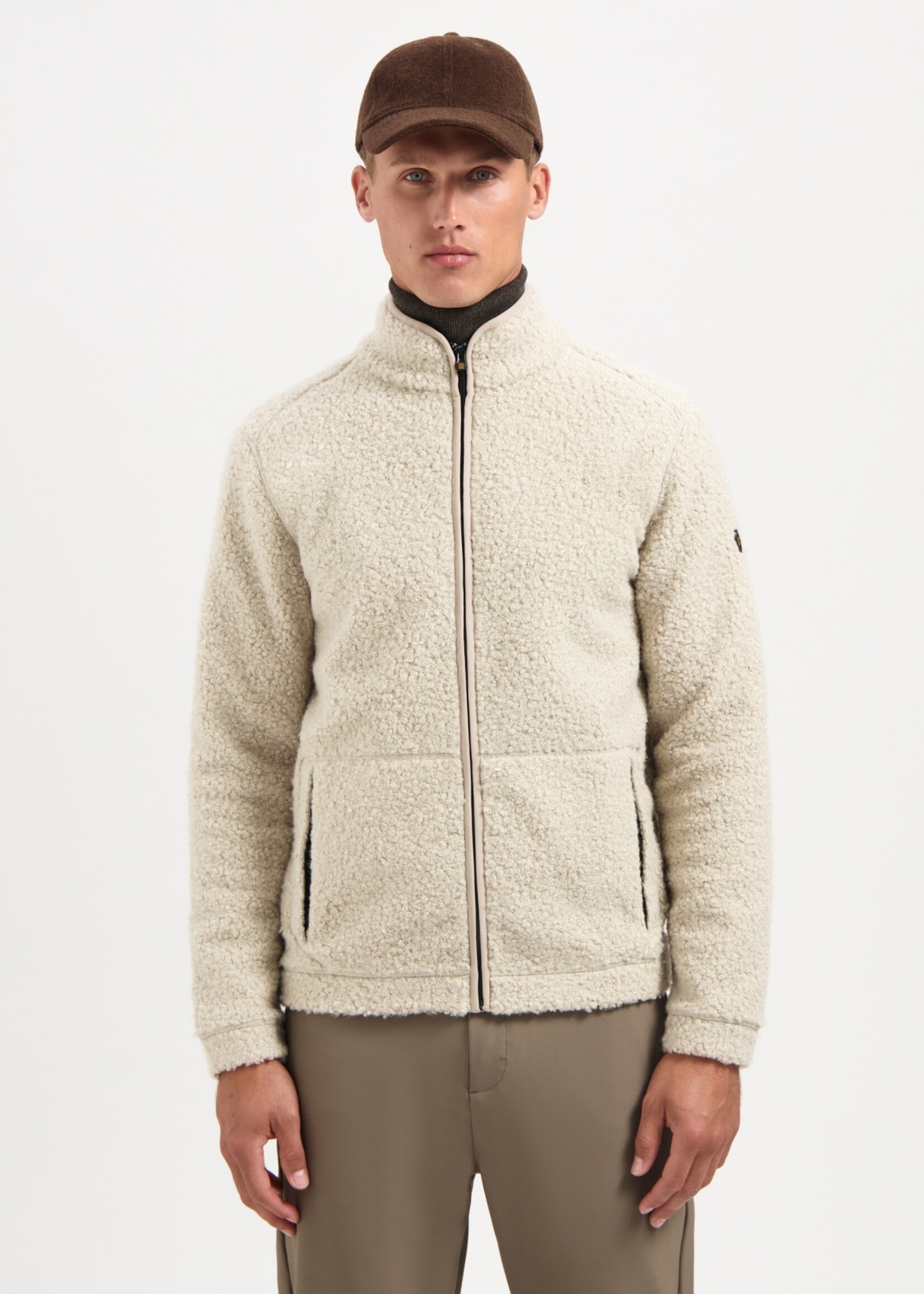 No Excess Sweater Full Zip Teddy - Sand