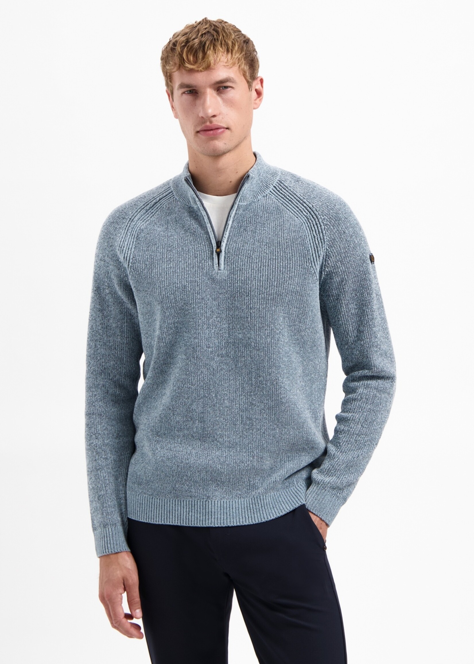 No Excess Pullover Half Zip Chenille - Dusty Blue