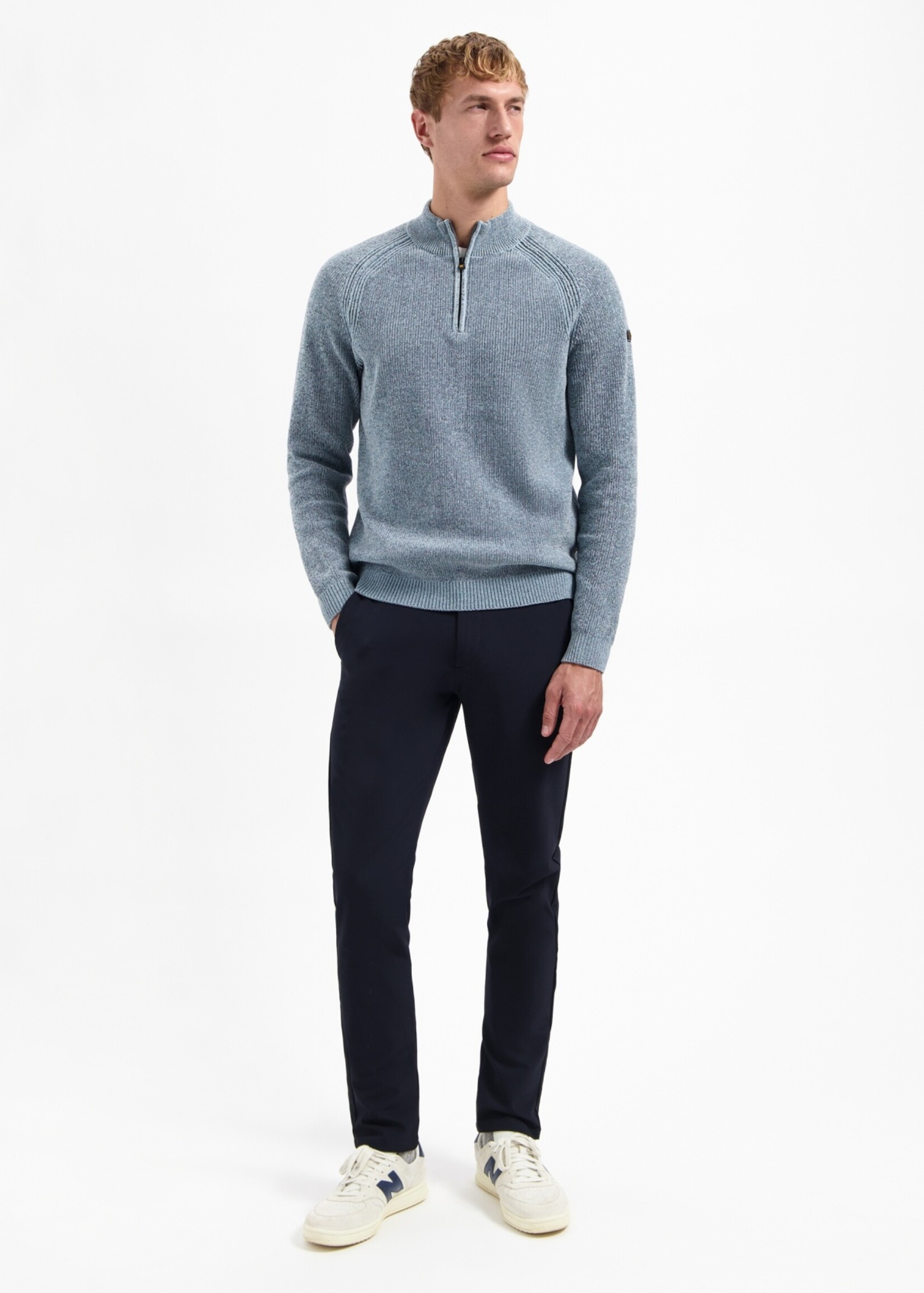 No Excess Pullover Half Zip Chenille - Dusty Blue