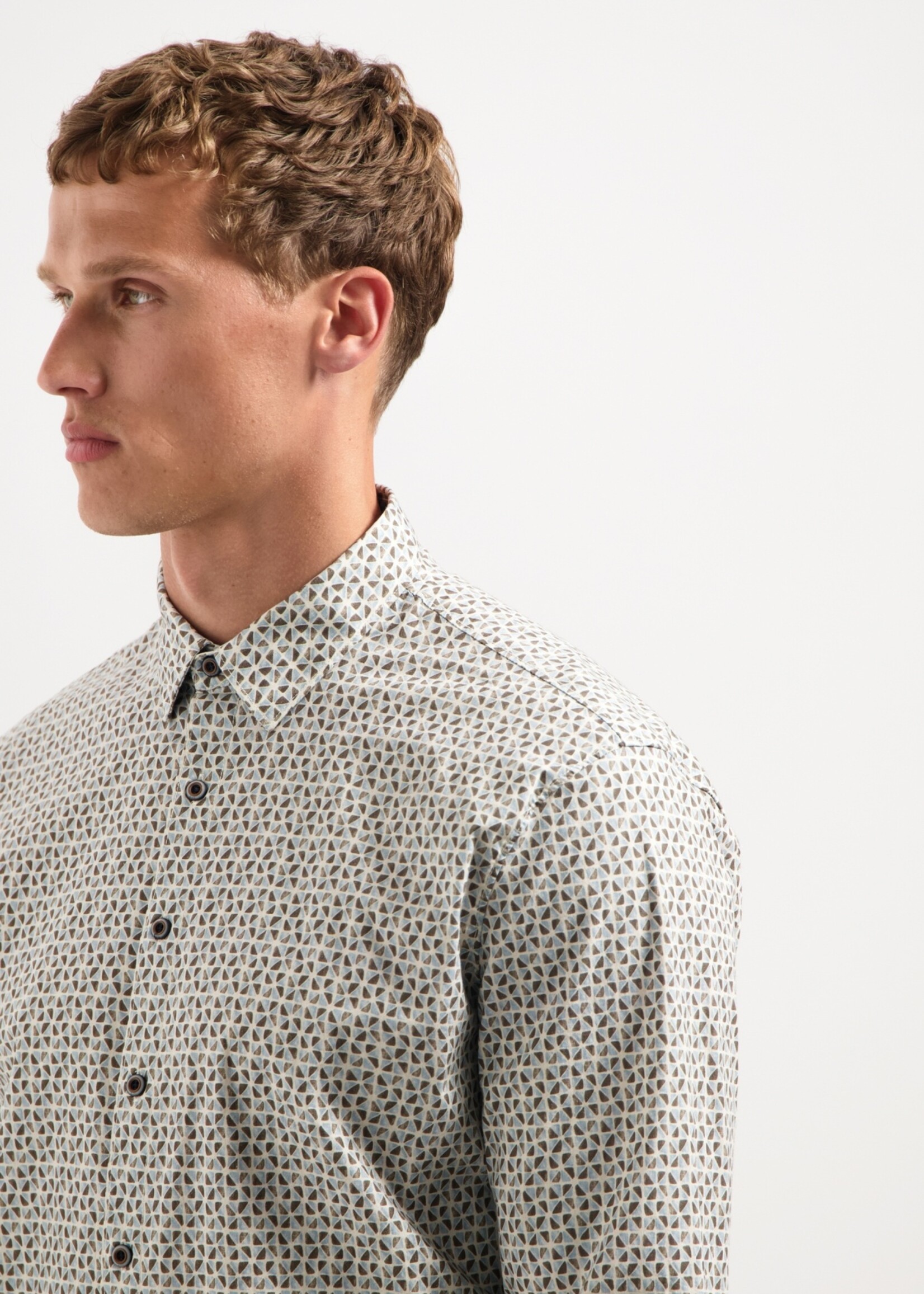 No Excess Overhemd Stretch Allover Printed - Taupe