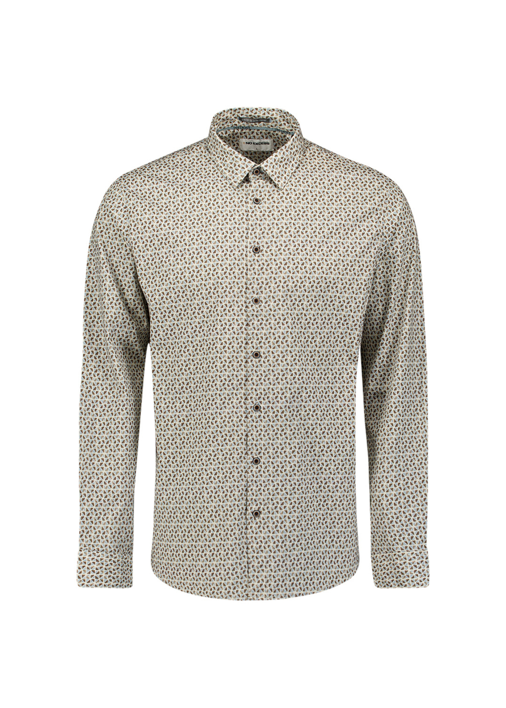 No Excess Overhemd Stretch Allover Printed - Taupe