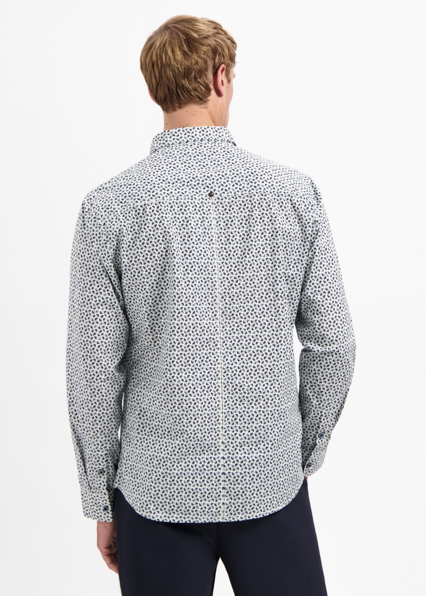 No Excess Overhemd Stretch Allover Printed - Dusty Blue