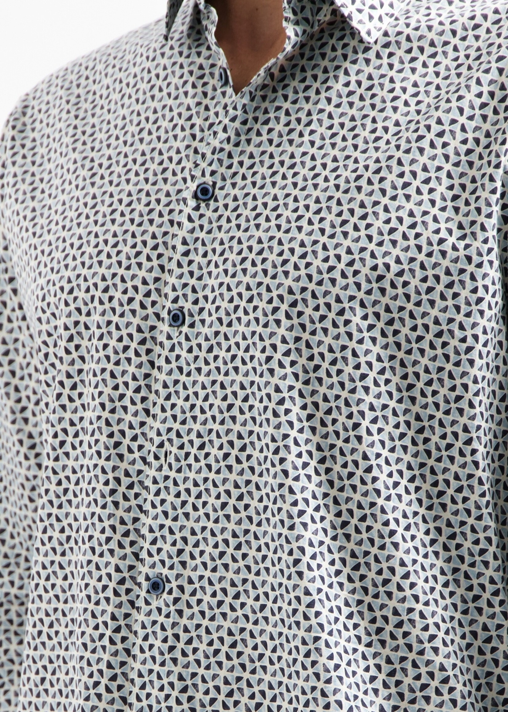 No Excess Overhemd Stretch Allover Printed - Dusty Blue