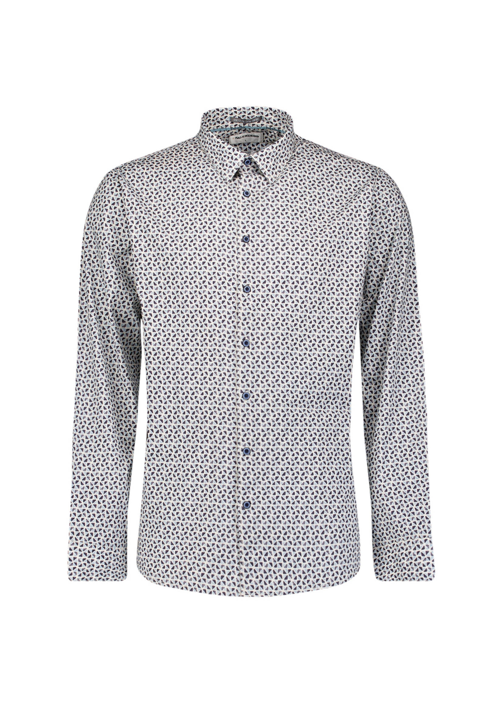 No Excess Overhemd Stretch Allover Printed - Dusty Blue