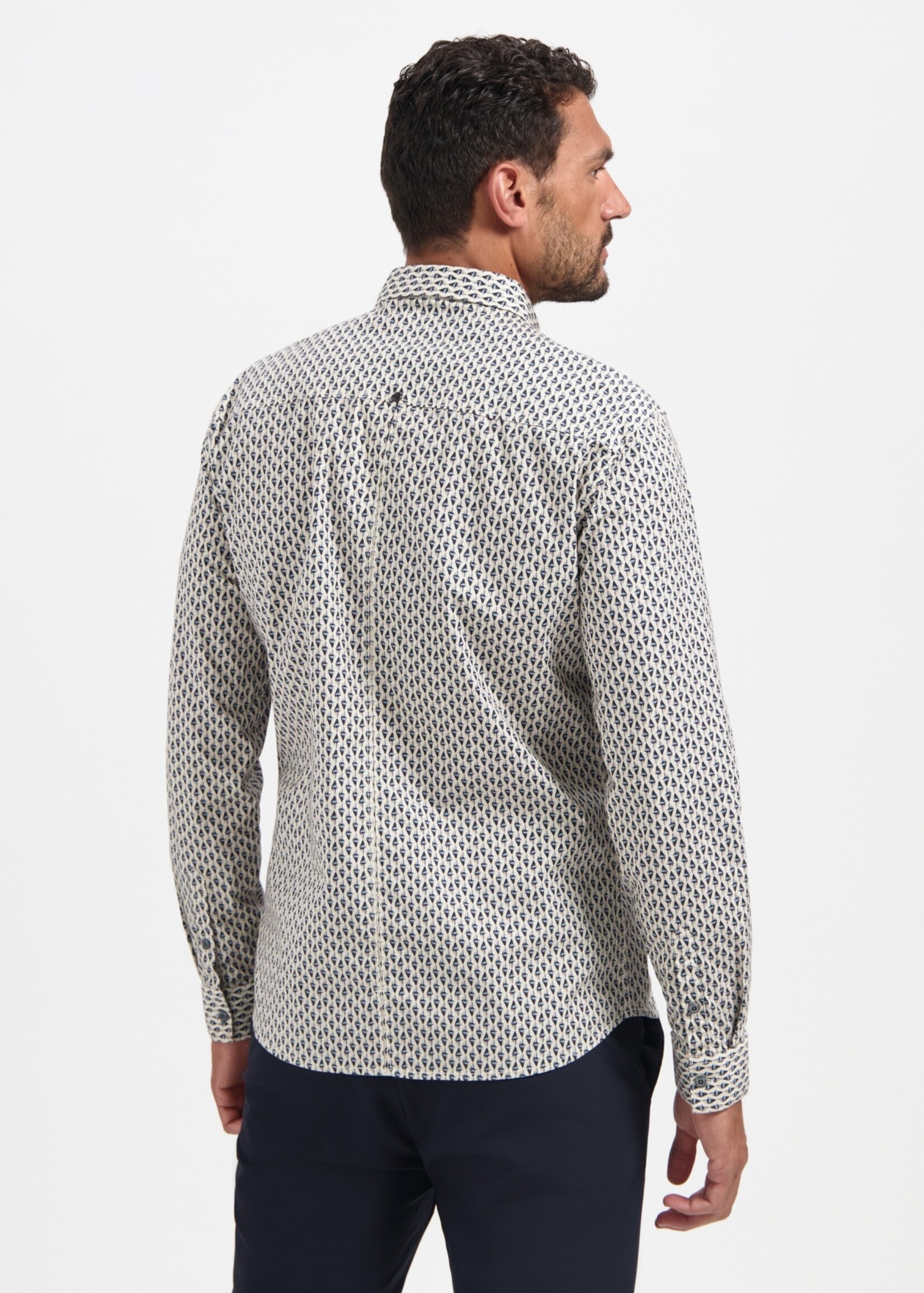 No Excess Overhemd Stretch Allover Printed - White