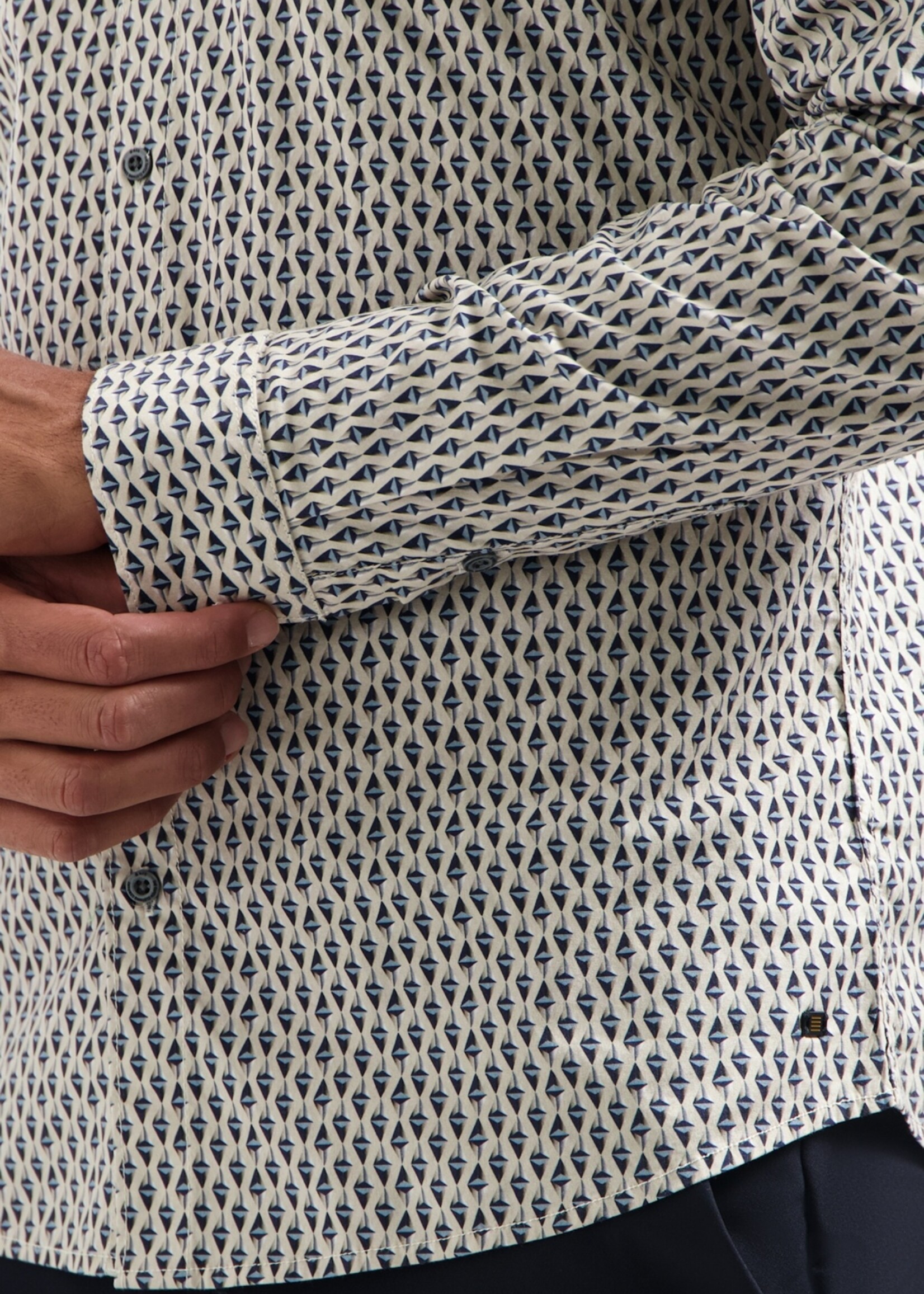 No Excess Overhemd Stretch Allover Printed - White