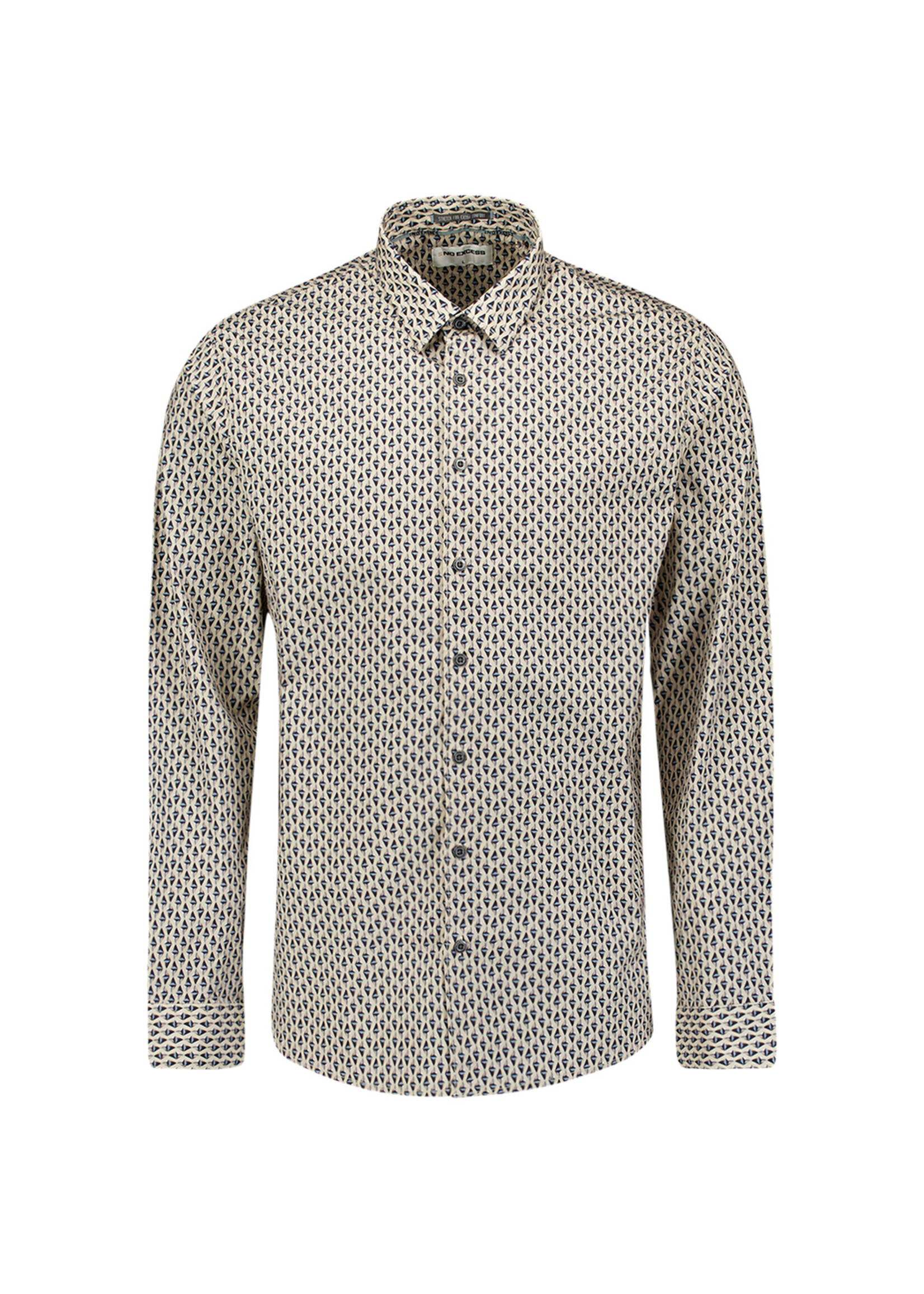 No Excess Overhemd Stretch Allover Printed - White