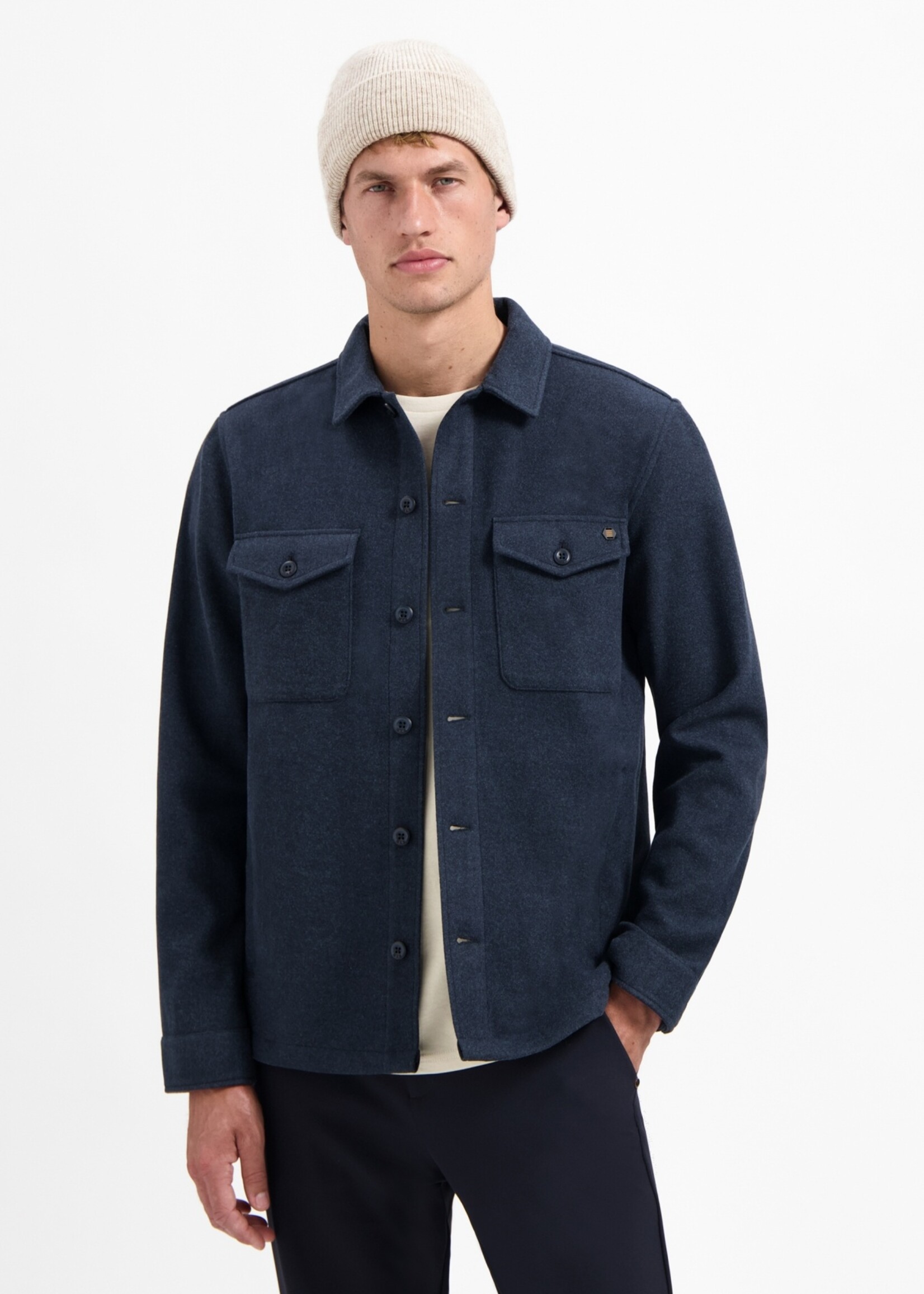 No Excess Overshirt Button Closure Melange - Night
