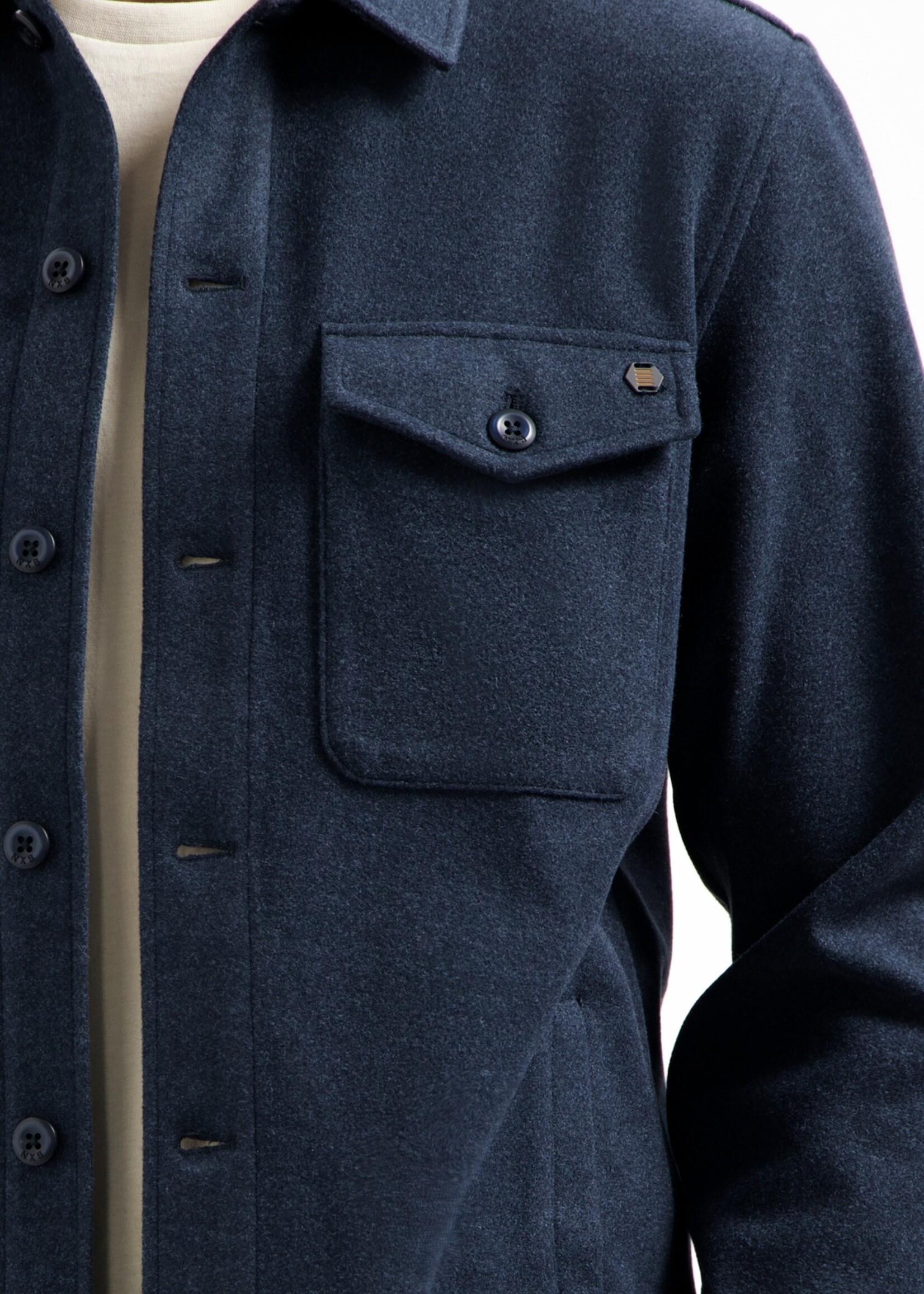 No Excess Overshirt Button Closure Melange - Night