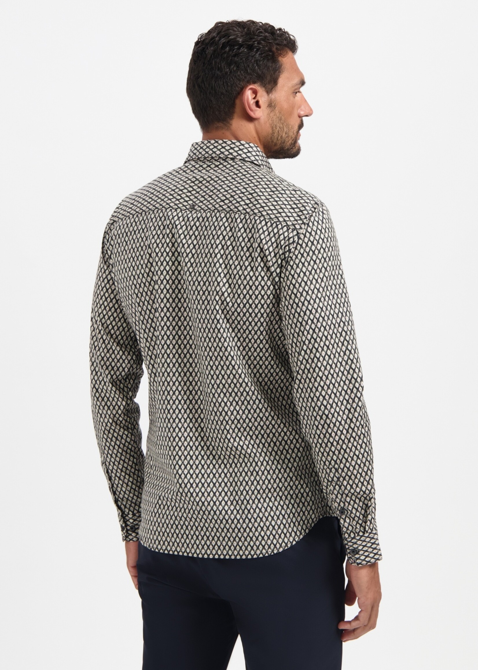 No Excess Overhemd Stretch Allover Printed - Black