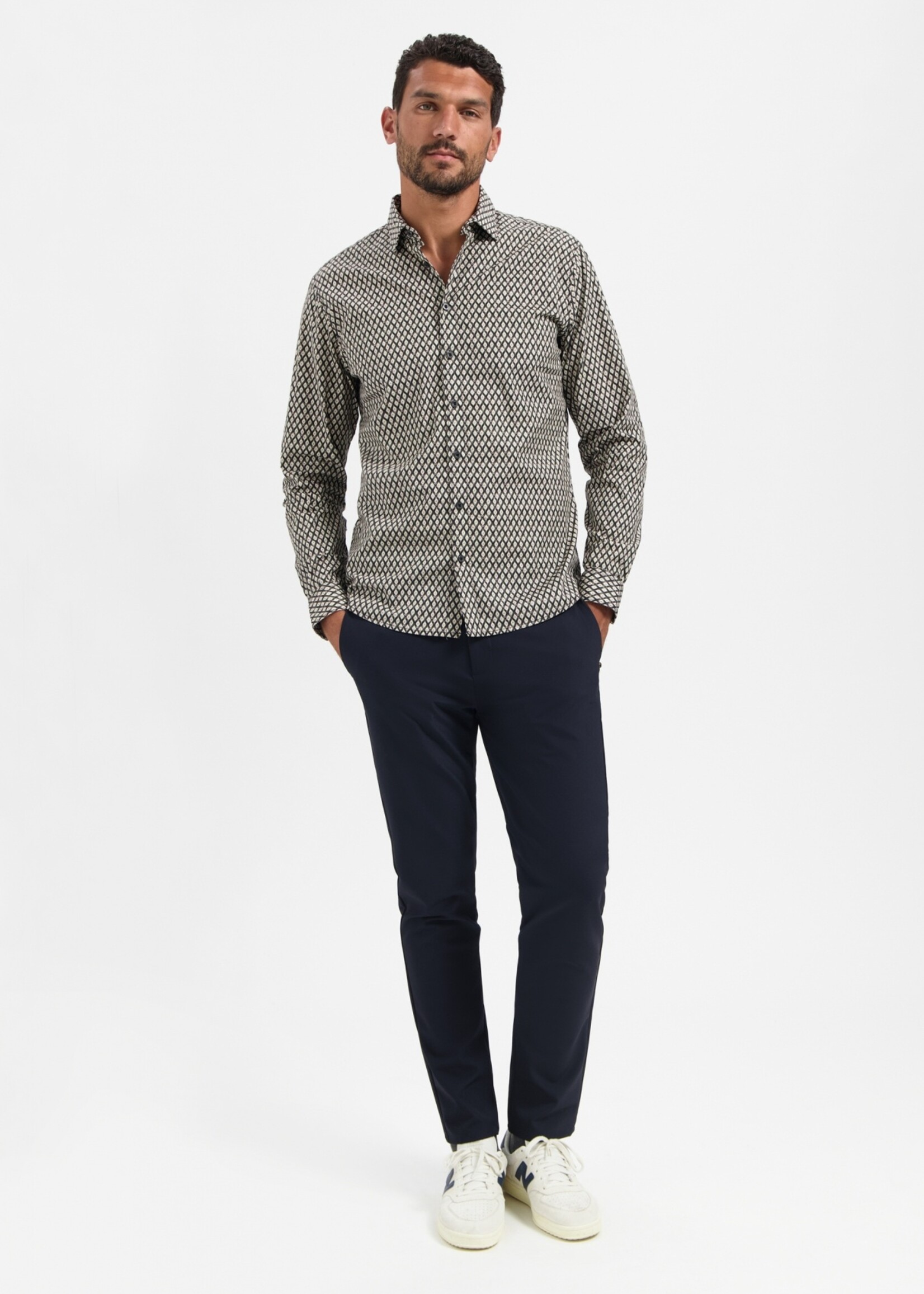 No Excess Overhemd Stretch Allover Printed - Black