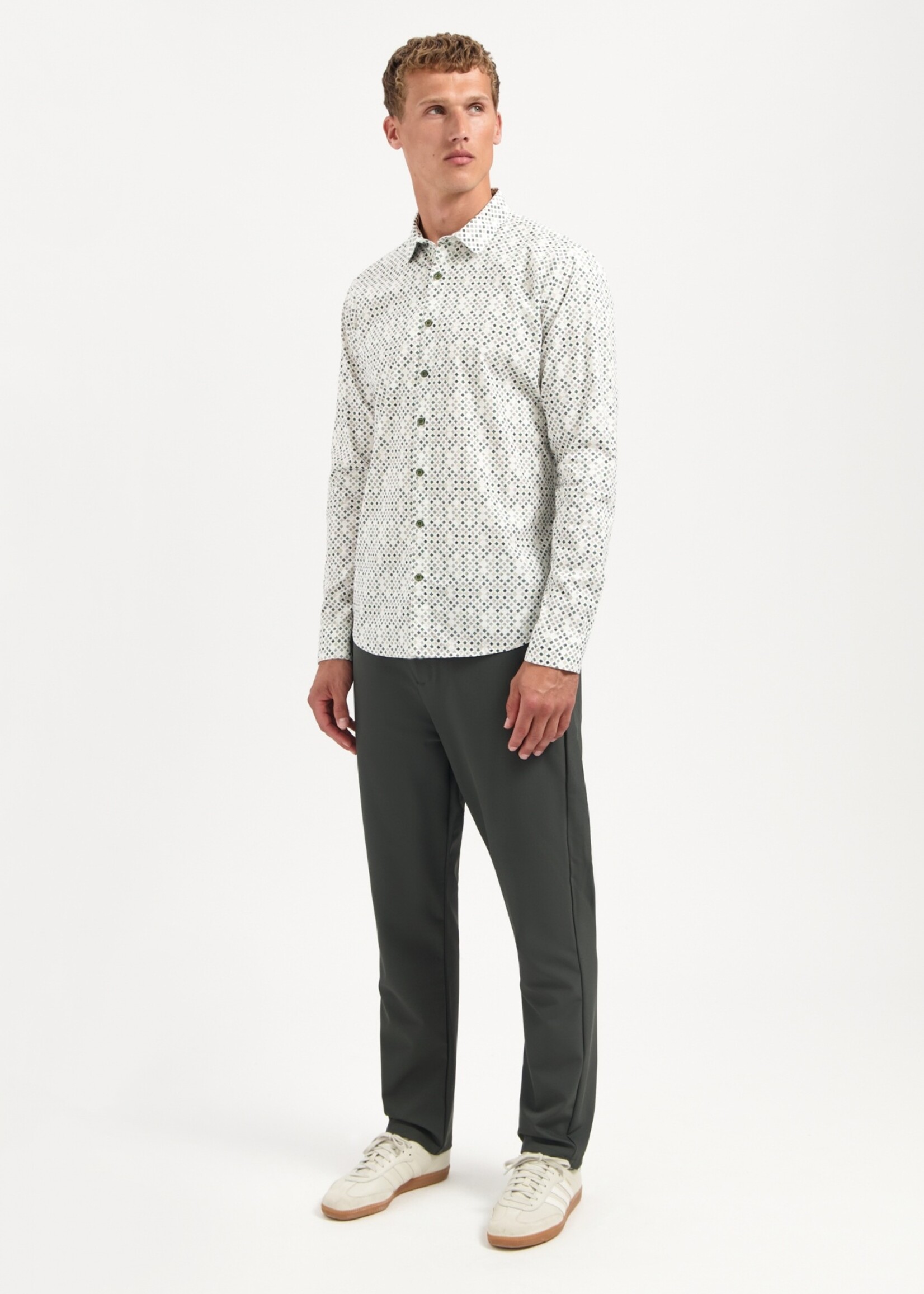 No Excess Overhemd Stretch Allover Printed - Dark Green