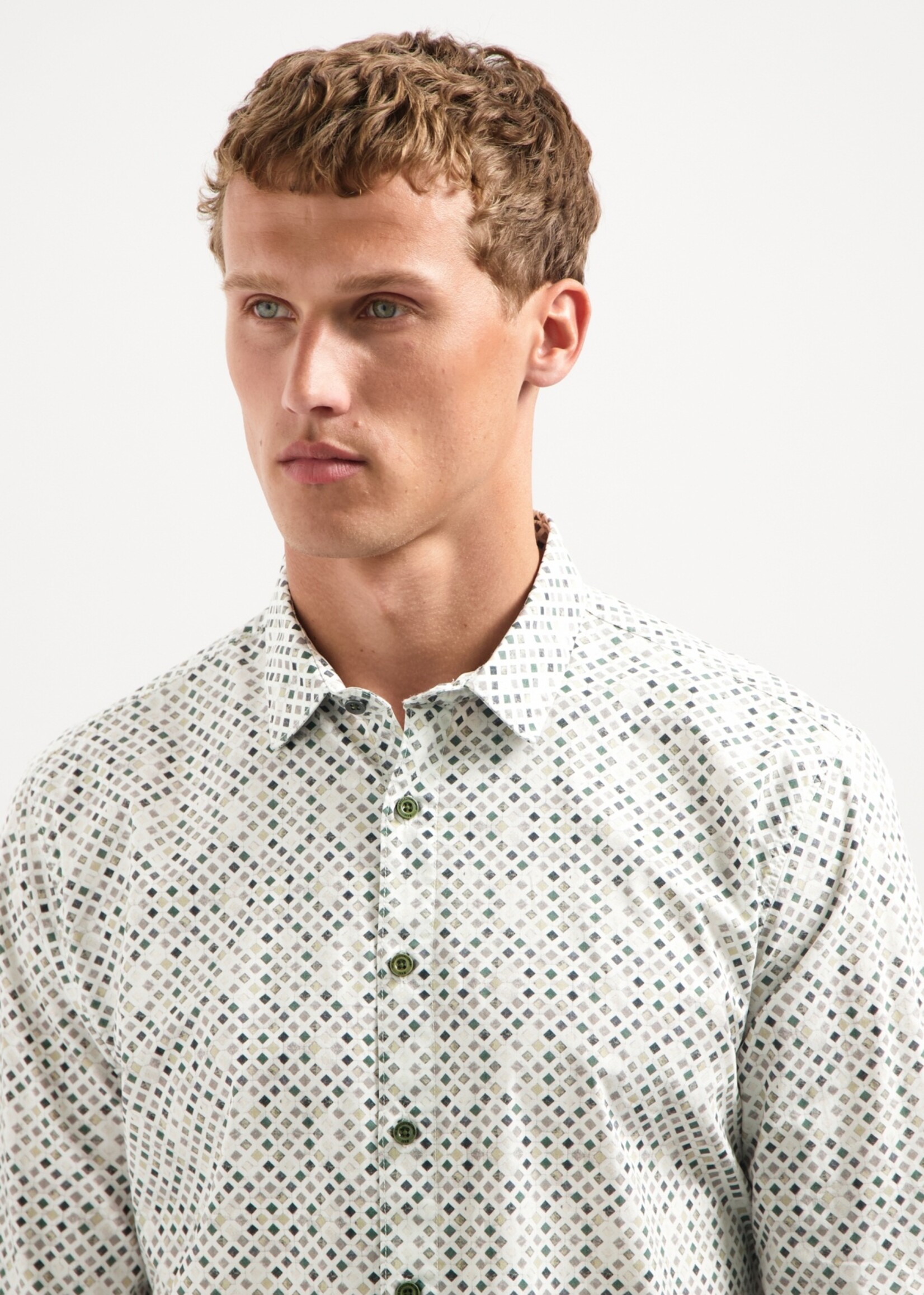 No Excess Overhemd Stretch Allover Printed - Dark Green