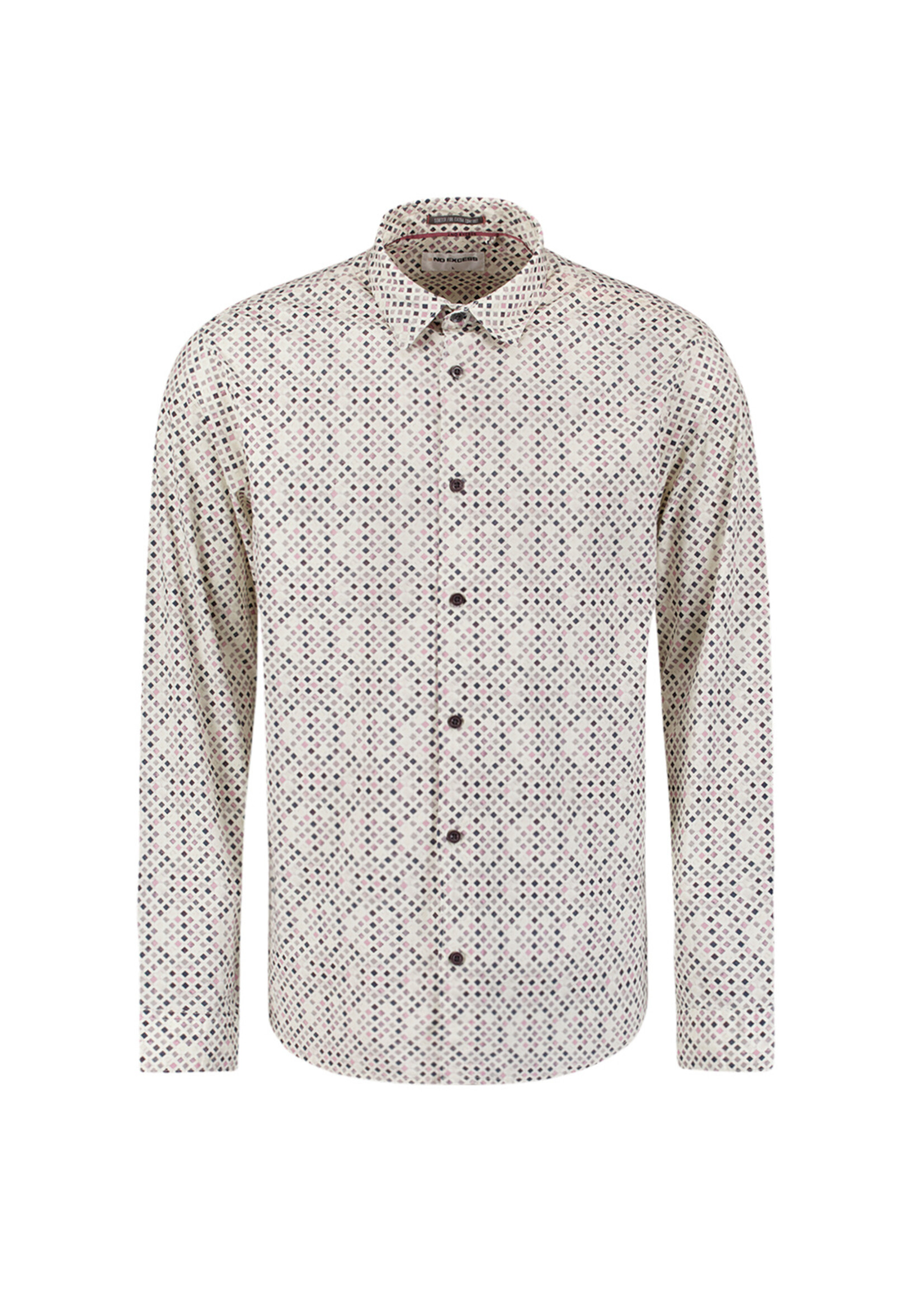 No Excess Overhemd Stretch Allover Printed - Mauve