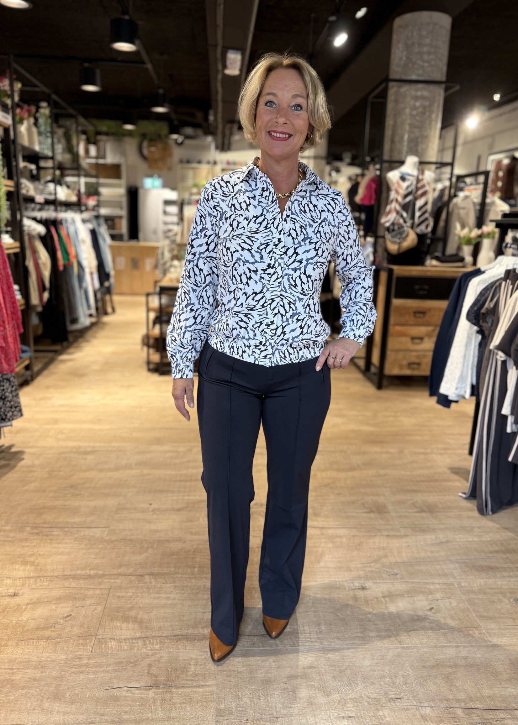 ZOSO Travel Blouse Amara - Offwhite Navy