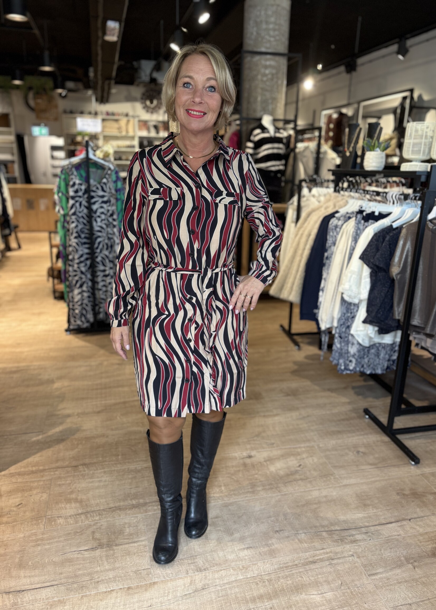 Sophia Perla Farah Print Jurk - Print Beige Bordeaux