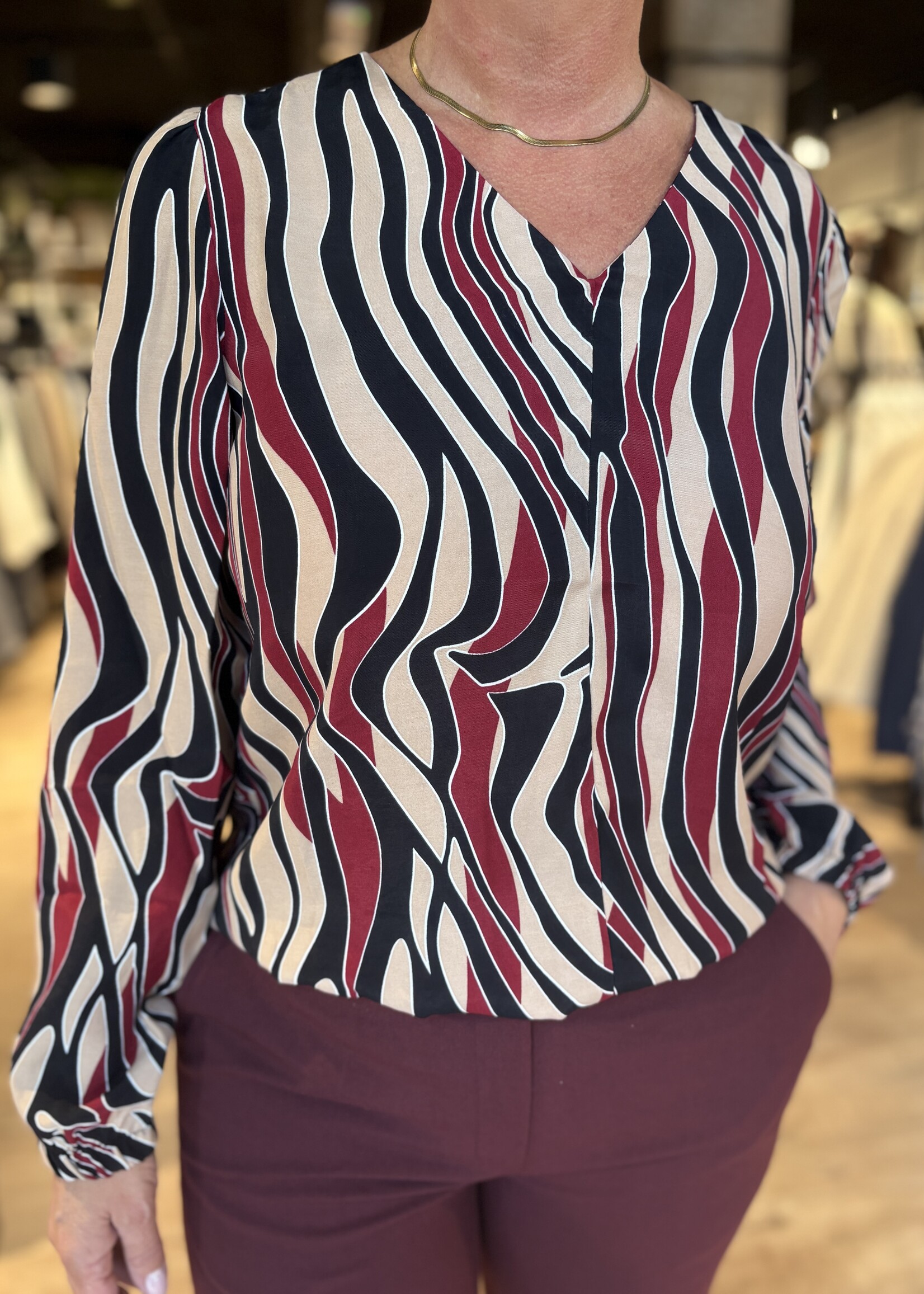 Sophia Perla Franka Print Blouse - Print Beige Bordeaux