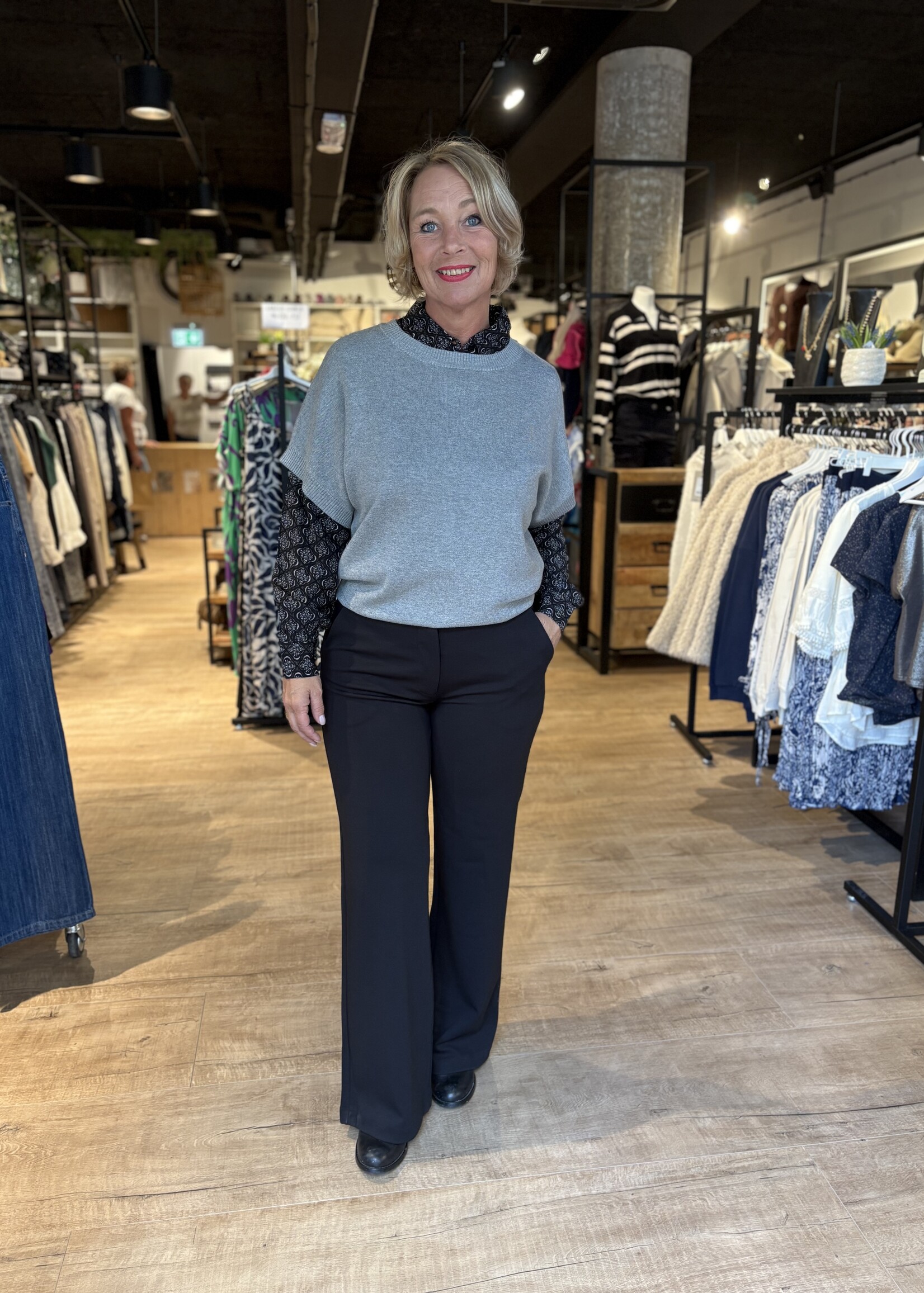 Freequent Trui Ani Milano Knit - Medium Grey Combi