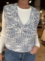 Red Button Cocoon Sleeveless - Blue