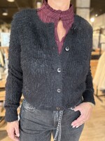 Red Button Vest Fuzzy - Black