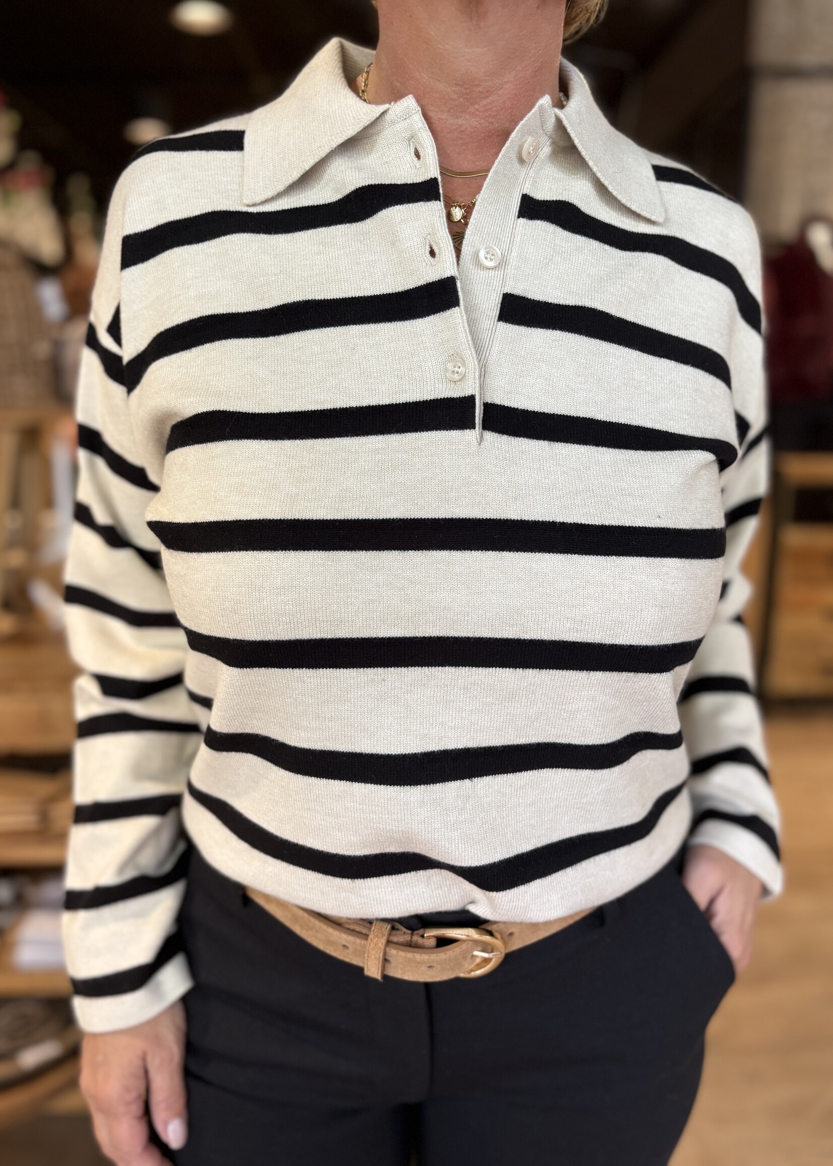 Freequent Pullover Polo Laura - Moonbeam Black