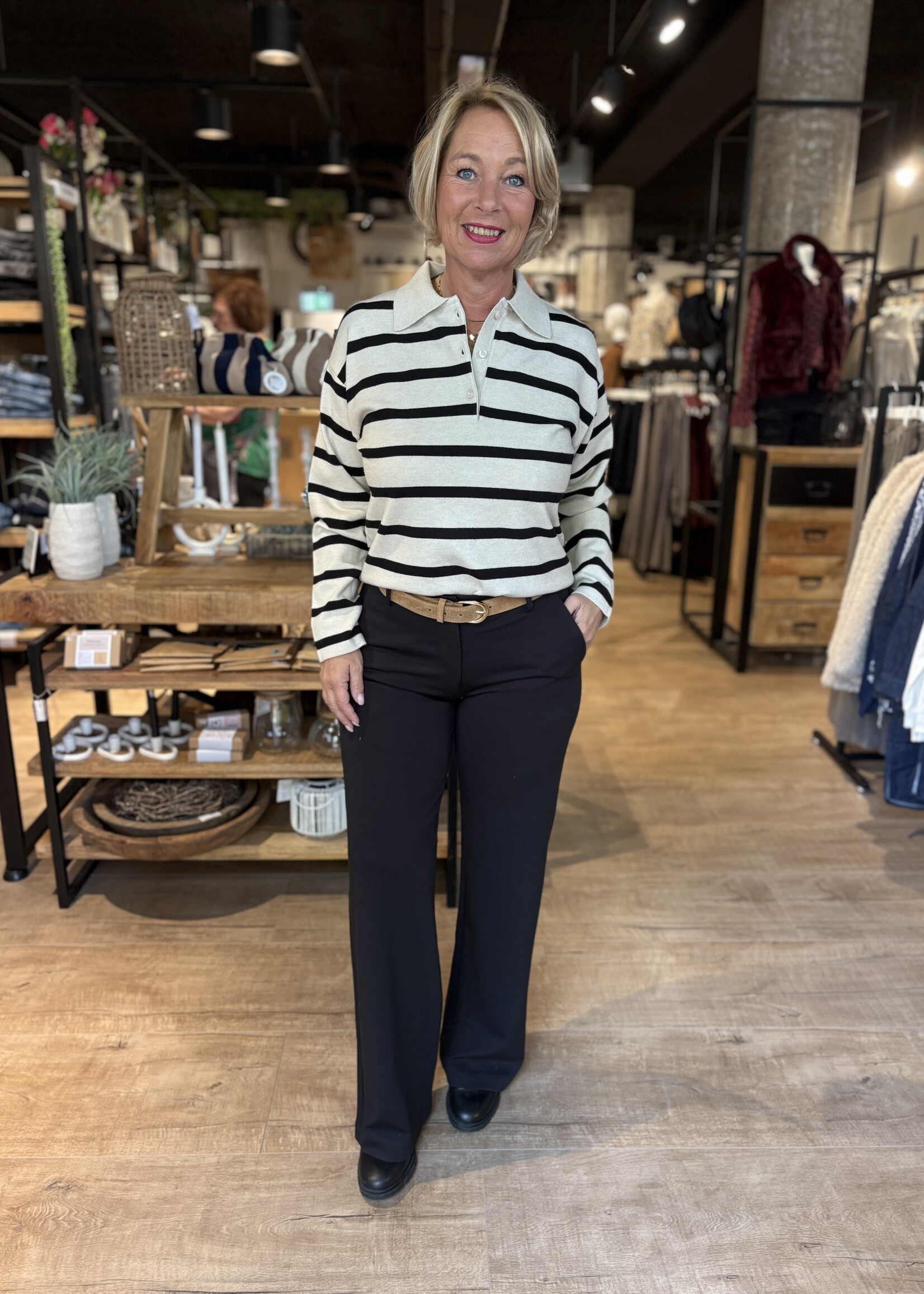 Freequent Pullover Polo Laura - Moonbeam Black