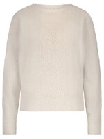 Red Button Fluffy Sweater - Cream