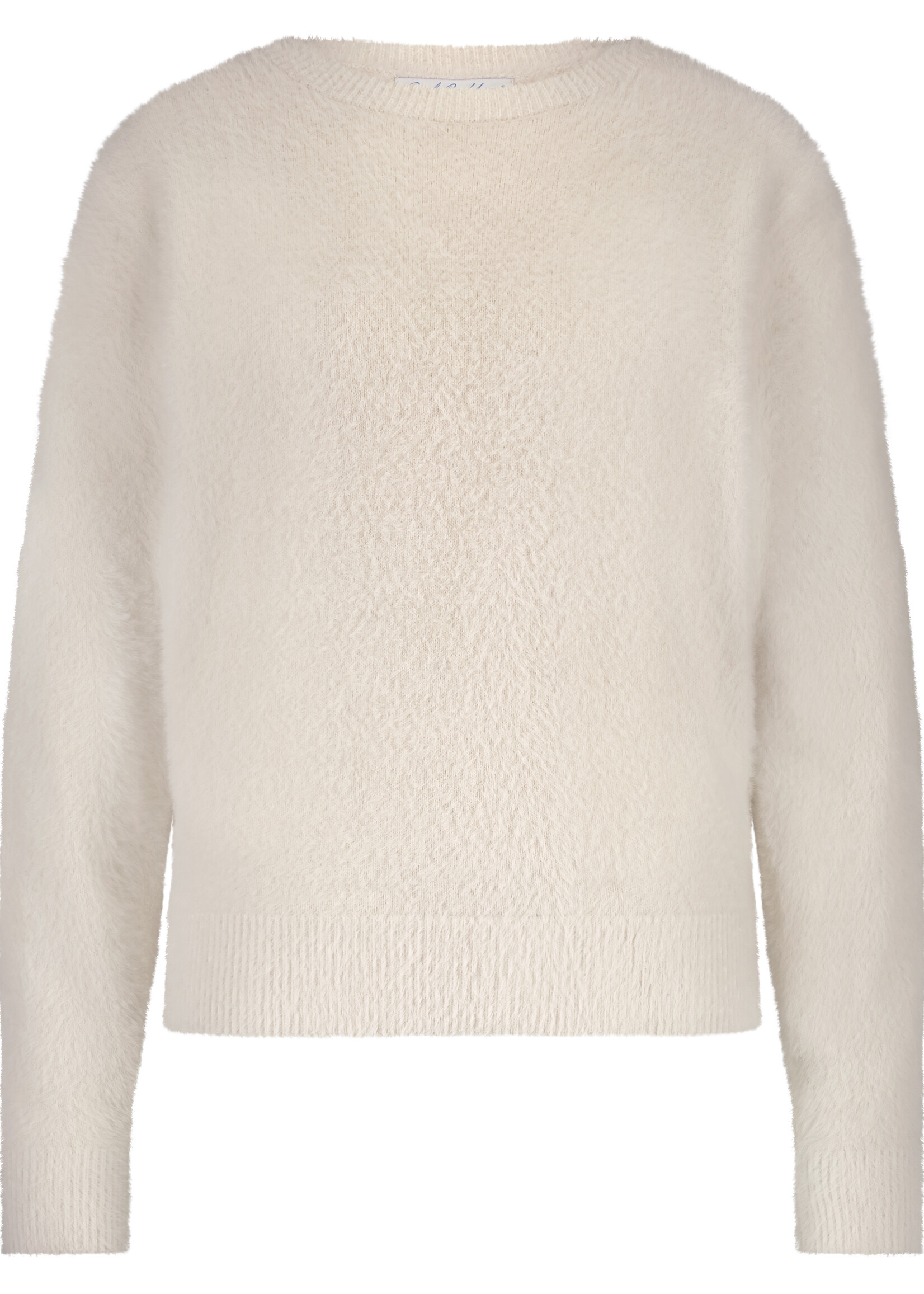 Red Button Fluffy Sweater - Cream