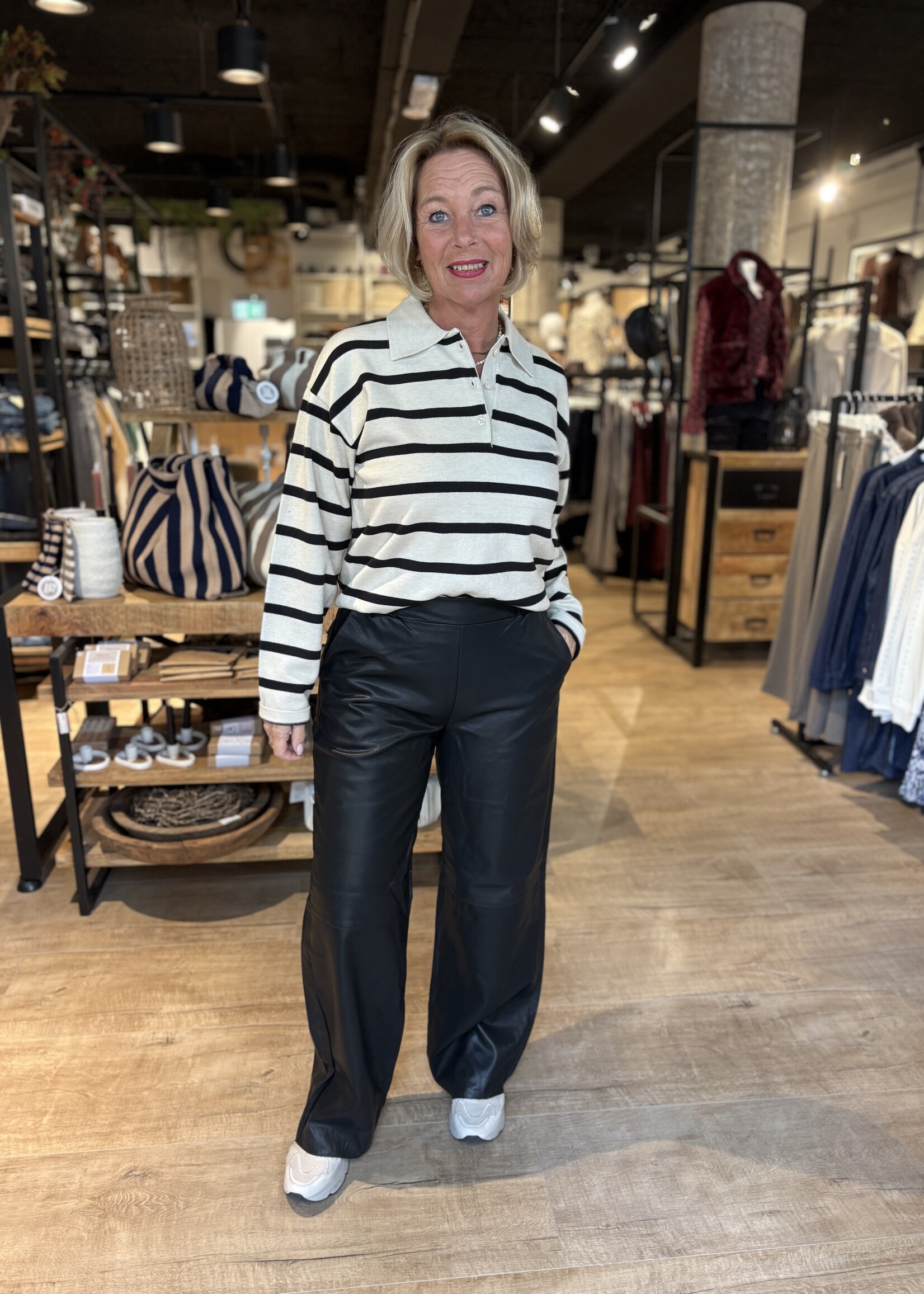 Freequent Broek Veggy Leatherlook - Black