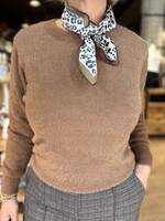 Red Button Fluffy Sweater - Mid Brown