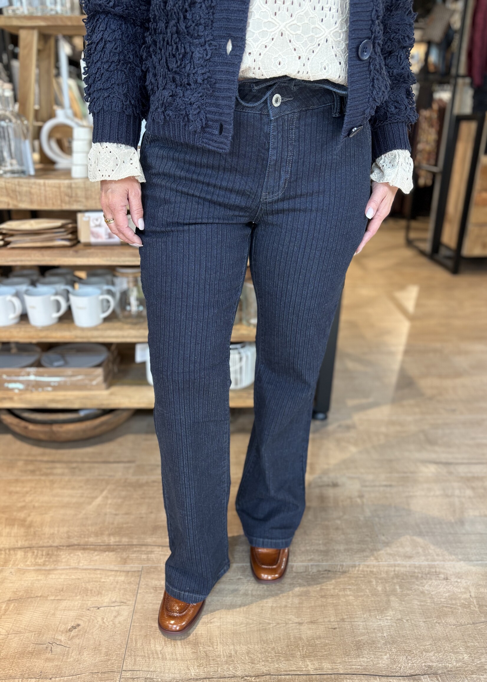 Red Button Jeans Claudette Blue Denim Stripe - Dark Blue