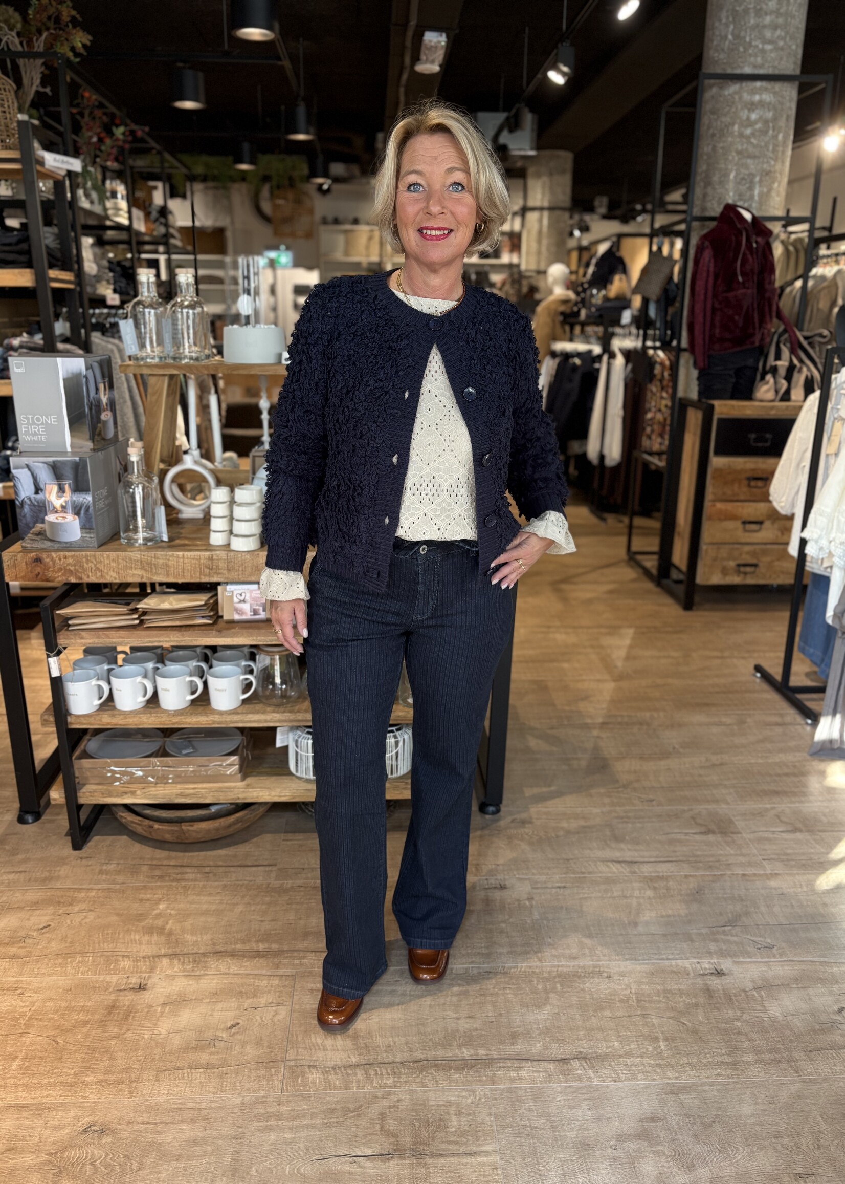 Red Button Jeans Claudette Blue Denim Stripe - Dark Blue