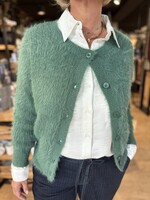 Red Button Vest Fuzzy - Pine